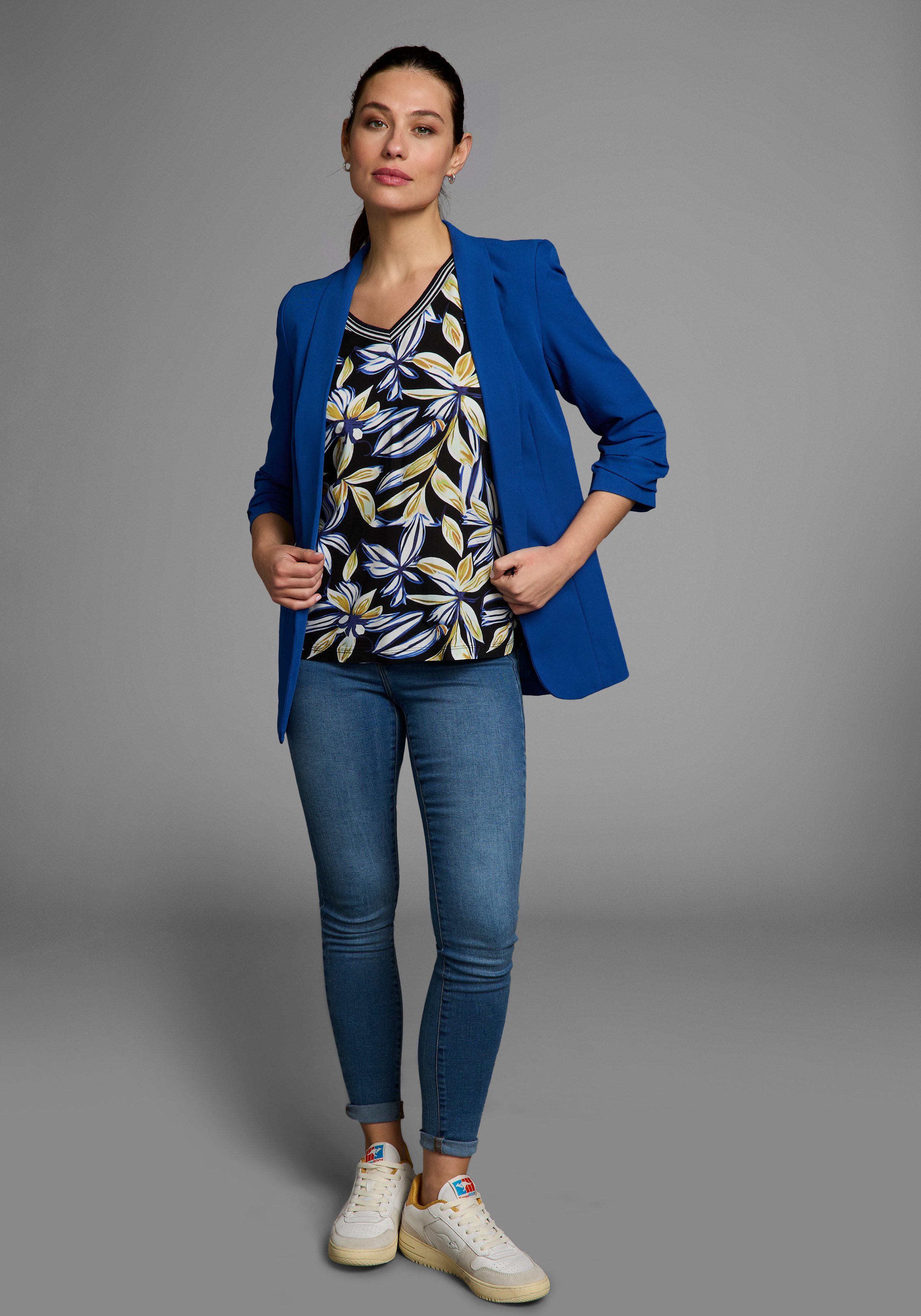 Laura Scott Shirtblouse in modieuze mix van patronen - bloemetjes & gestreept - nieuwe collectie