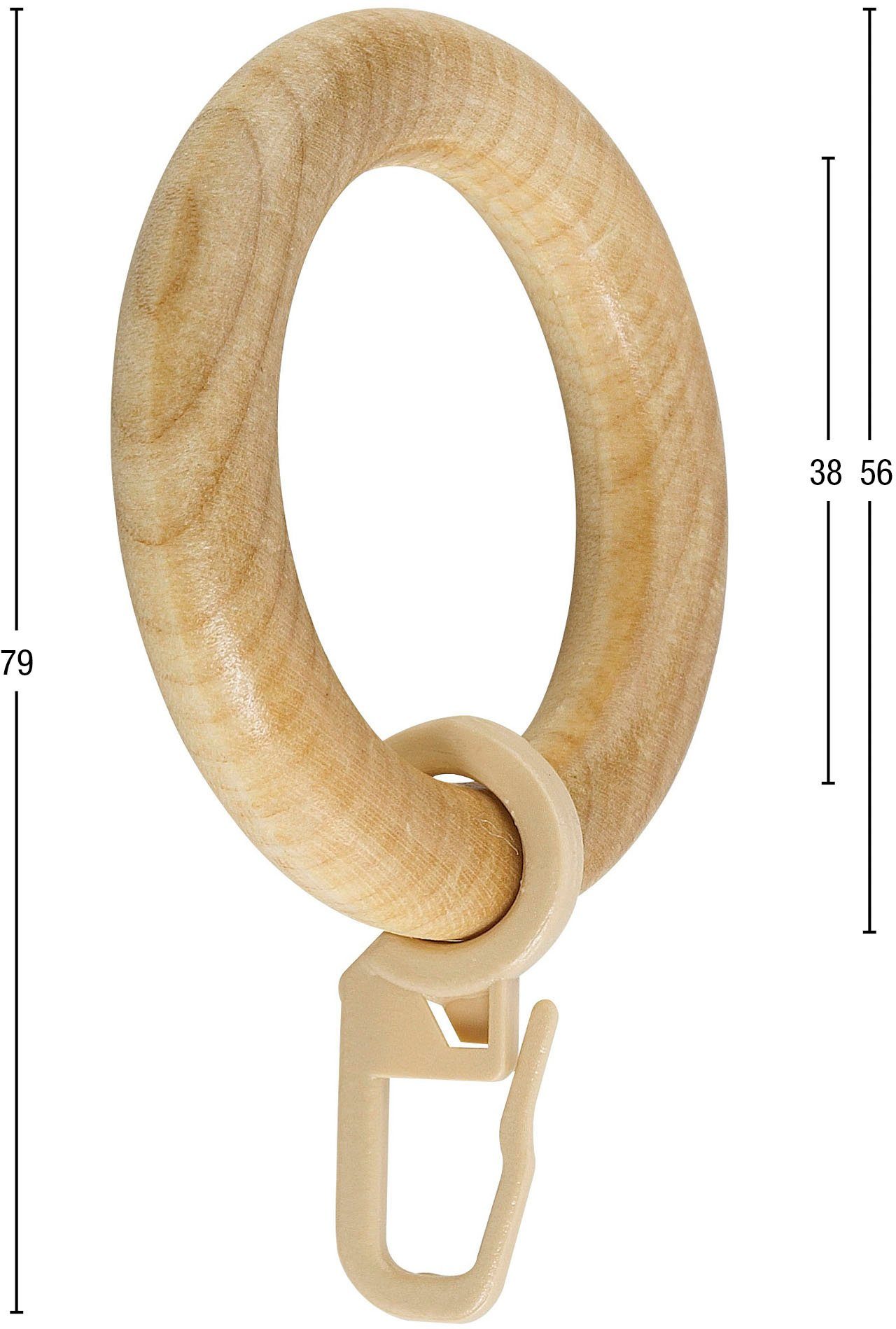 GARESA Gordijnring Houten ring met haak voor diameters tot 28 mm, eenvoudige montage (20 stuks)