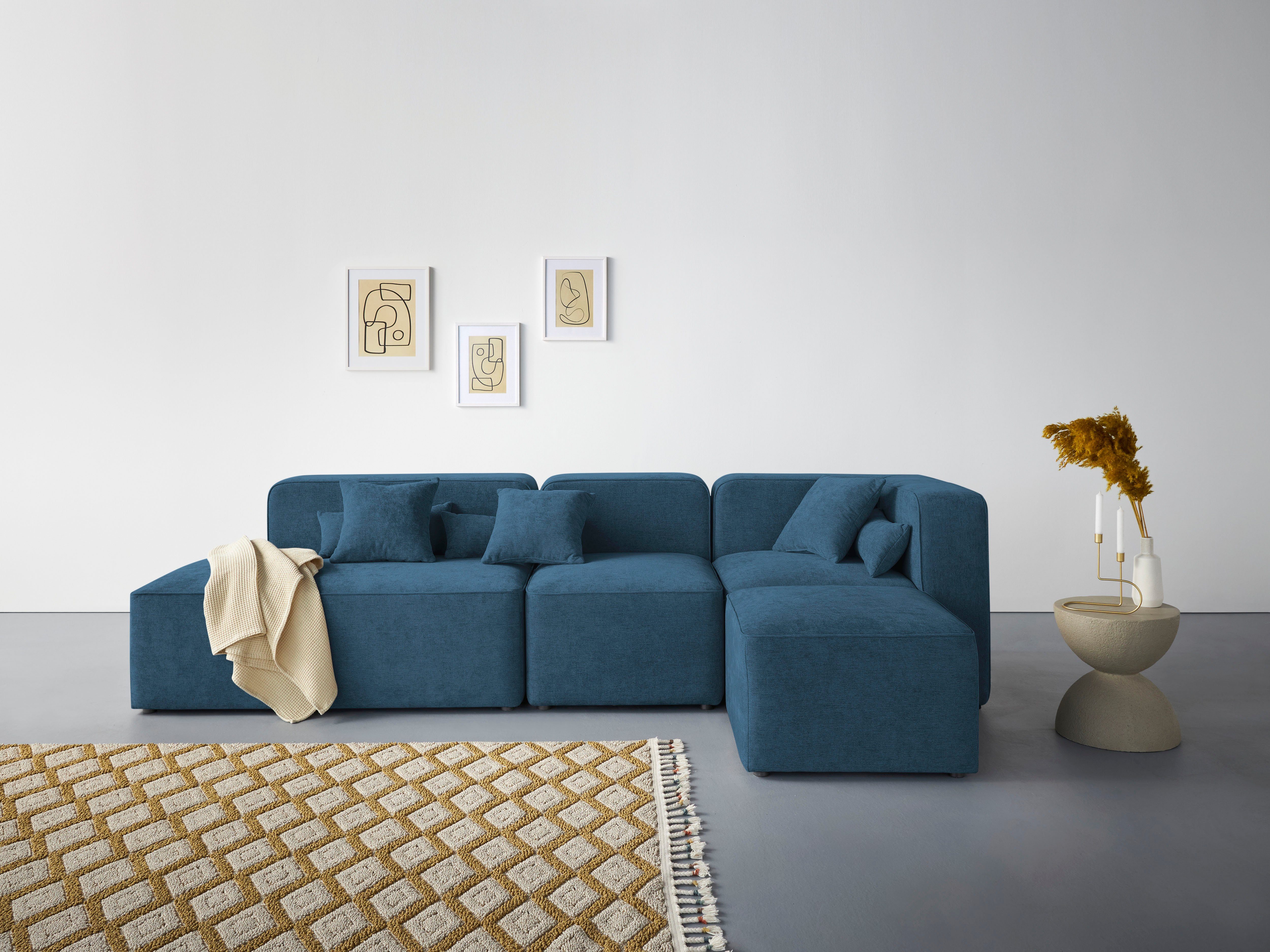 andas Hoekbank Sundstrup L-vorm Moduleserie, individuele samenstelling blauw, hoekbanken, 303 cm