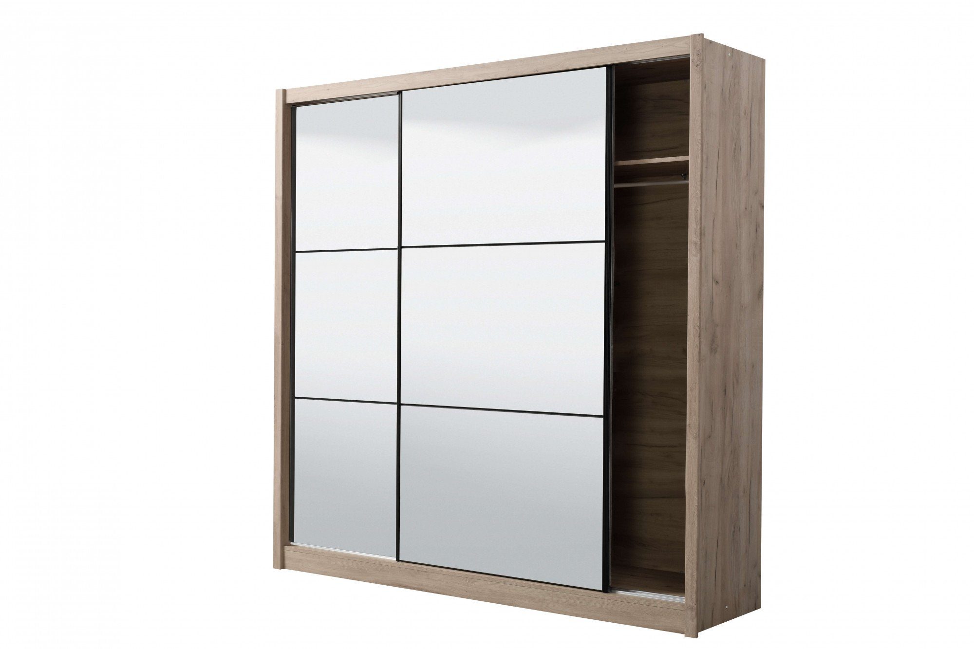 INOSIGN Schuifdeurkast Navara kledingkast met spiegel linnenkast met volledige spiegelfront, fsc®-gecertificeerd, 213,5x215,5x61cm