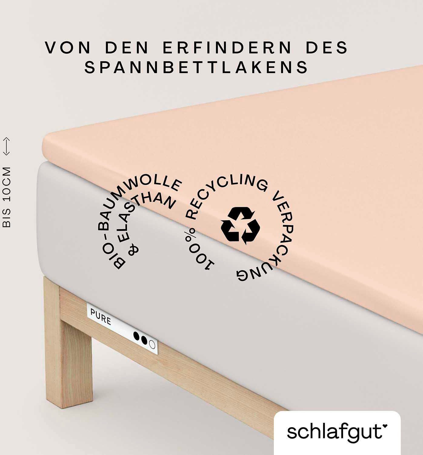 Schlafgut Hoeslaken PURE TOPPER in maat 90x200, 140x200 of 180x200 cm, hoes voor topper van 100% biologische katoen, voor matrassen tot 10 cm hoogte,