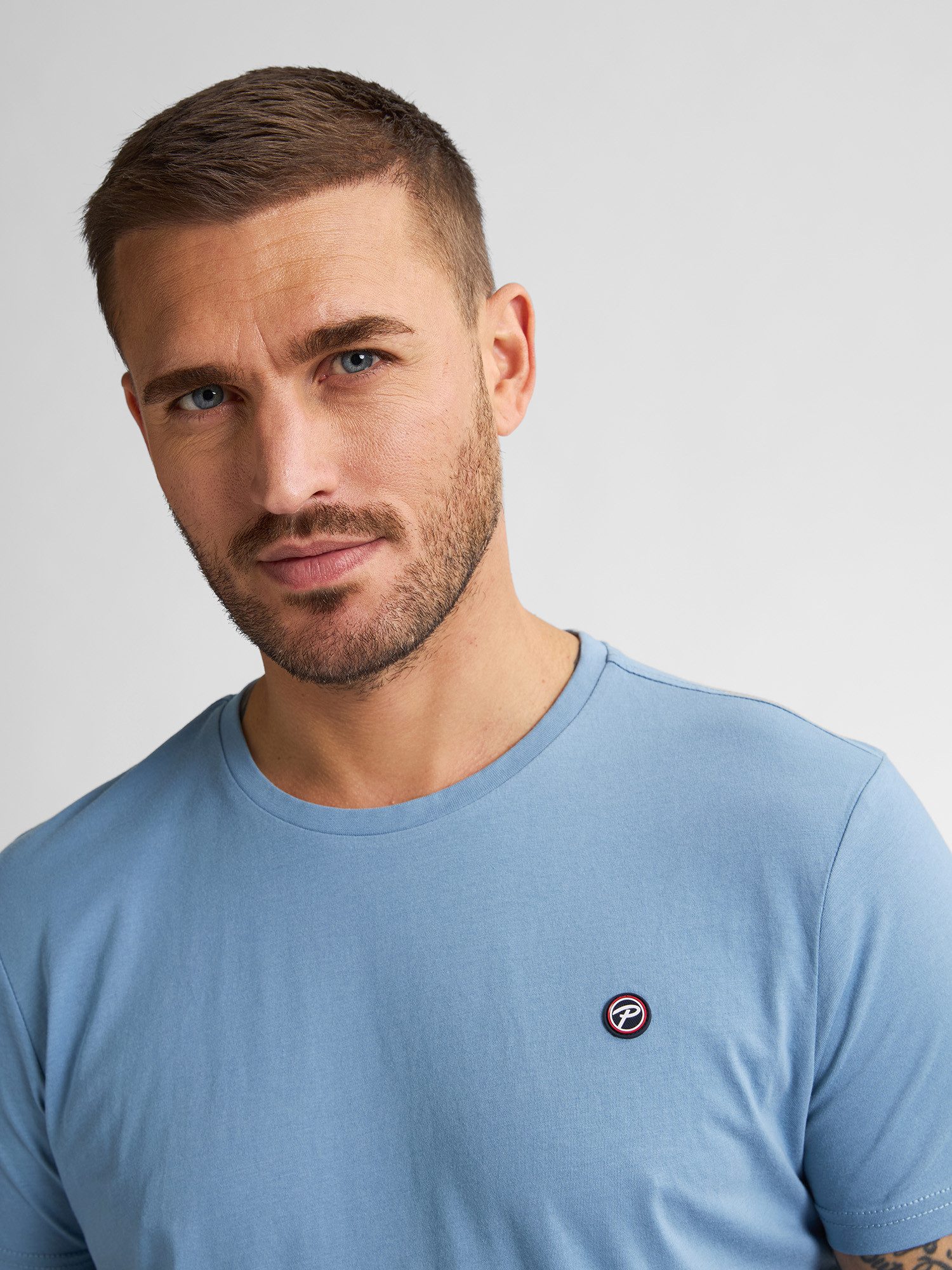 Petrol Industries Shirt met ronde hals met geborduurd logo