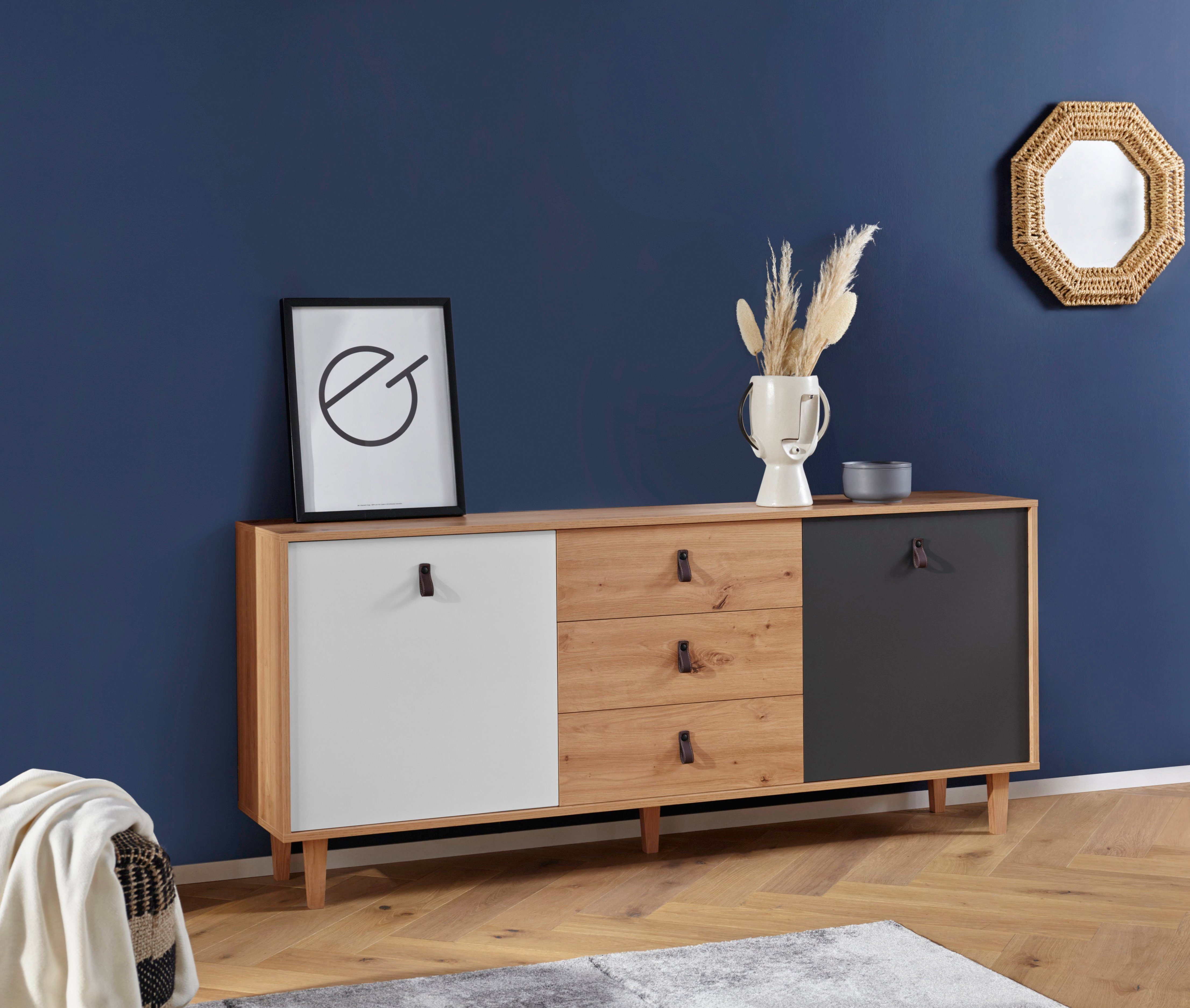 Homexperts Dressoir BRISTOL , breedte 120 cm of 180 cm, met massieve eiken poten