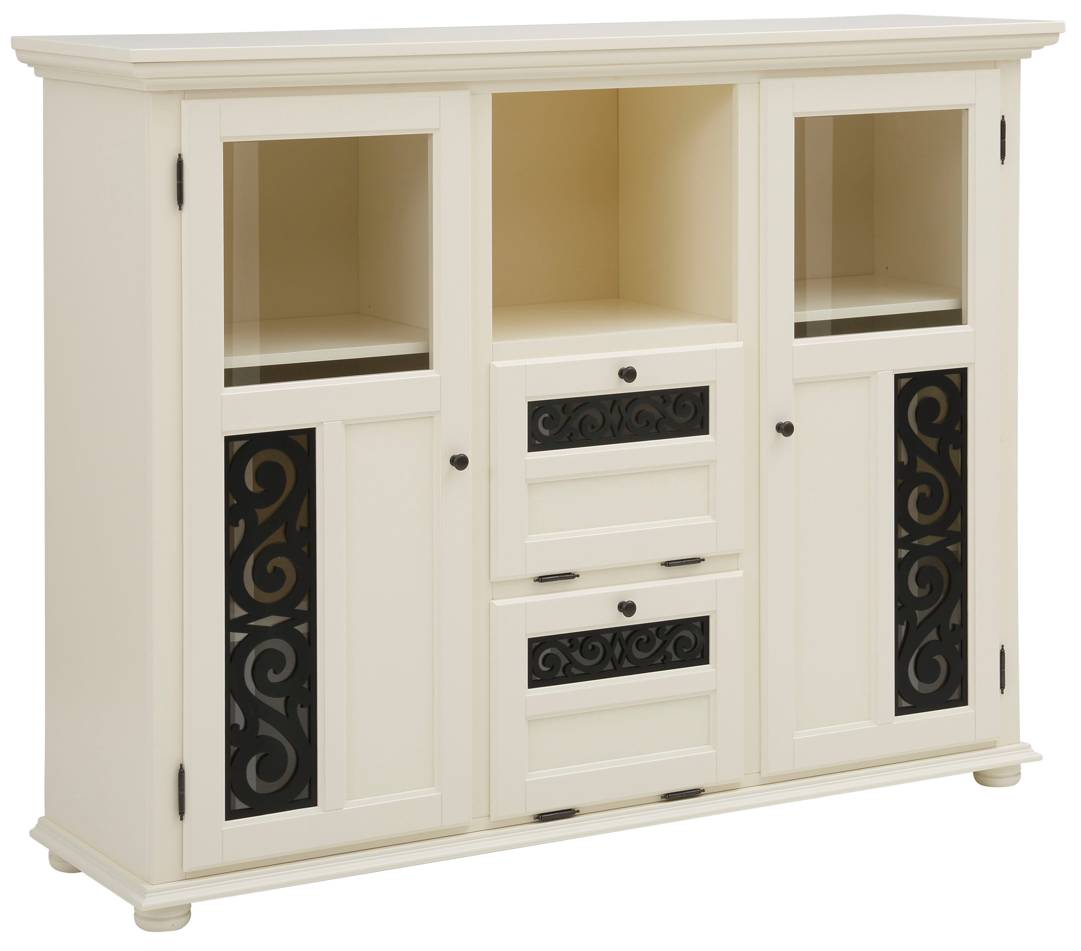 Home affaire Highboard Arabesk Vitrine met decoratieve frezingen, breedte 160 cm