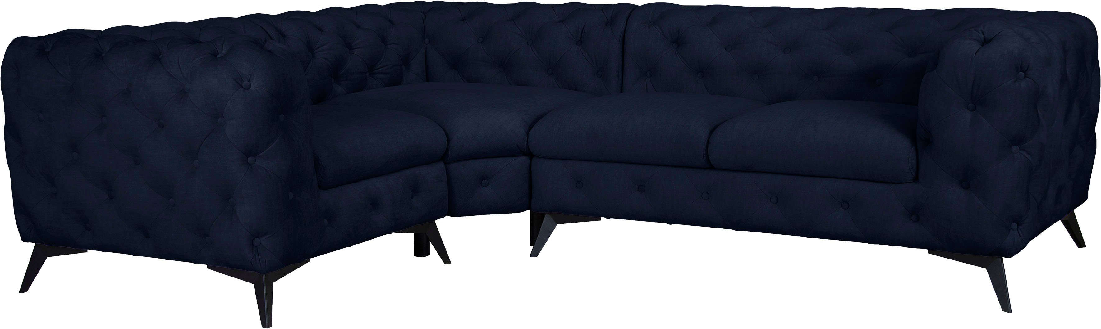 Leonique Chesterfield-bank Glynis L-vorm luxueuze capitonnage, moderne chesterfield look, kleur van de poten ter keuze