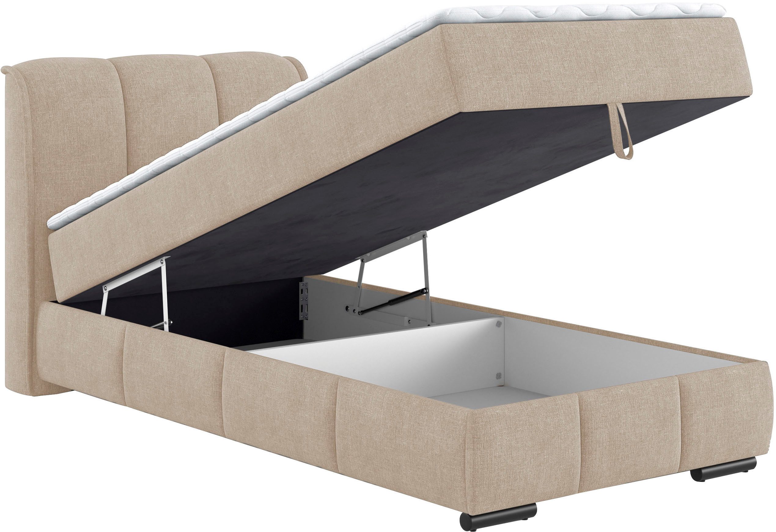 Mr. Couch Boxspring Bethany met bedkist, incl. matras Topmatras en sierkussen, in verschillende hardheden beschikbaar
