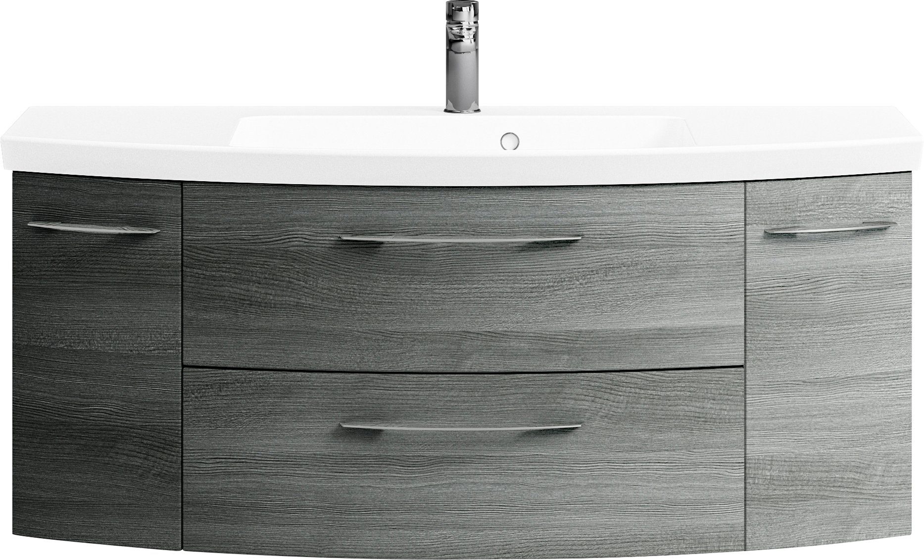 Saphir Badkamerserie Cassca sprint 2-delig mineraalmarmeren wastafel met led-spiegelkast (2-delig)