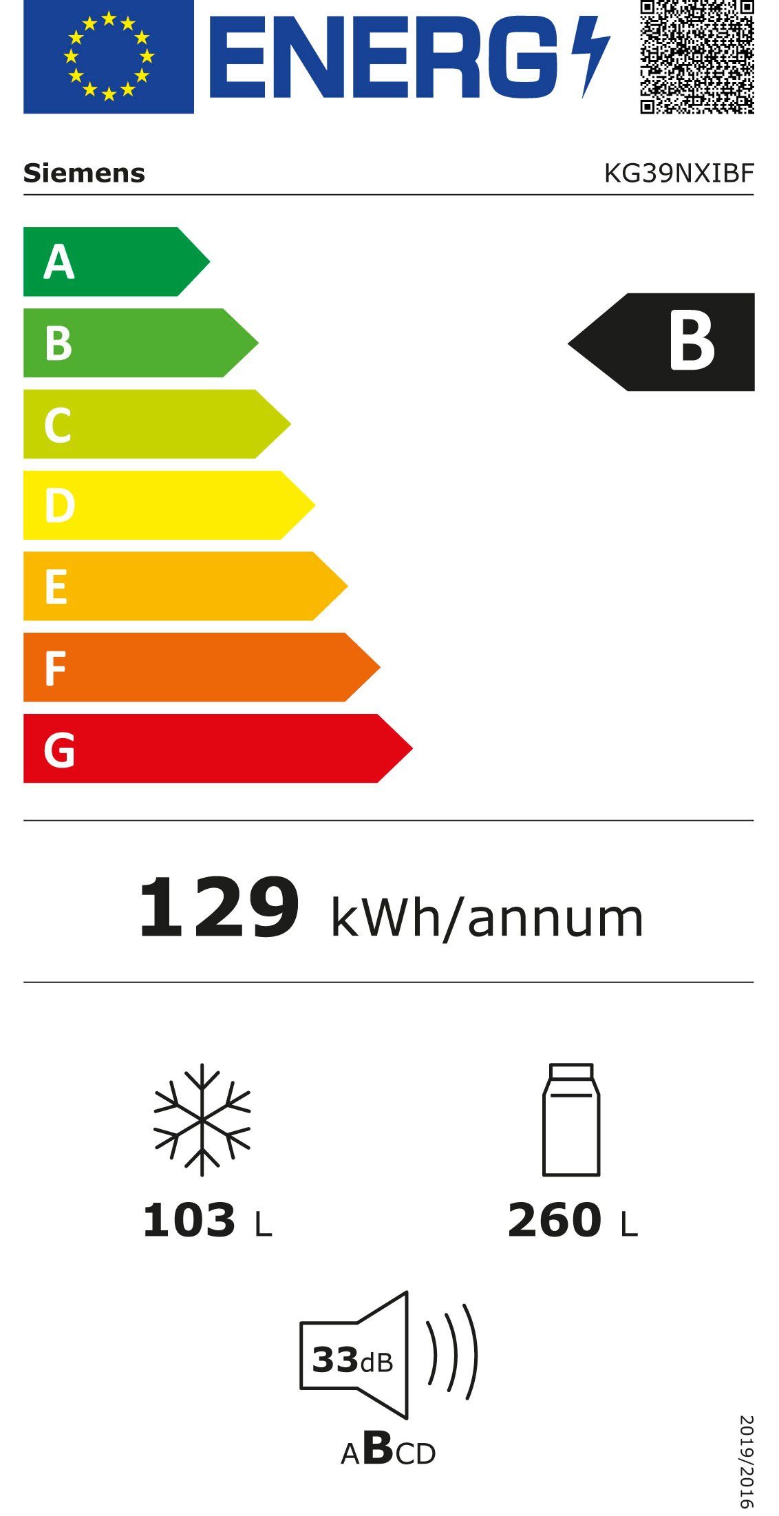 SIEMENS Koel-vriescombinatie KG39NXIBF