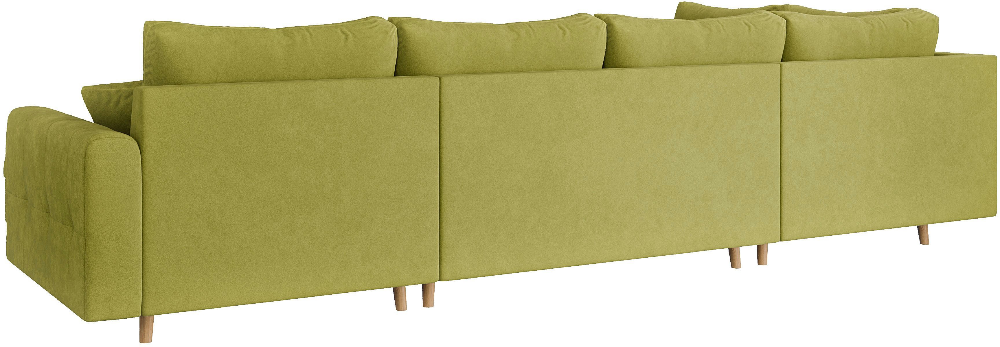 Home affaire Zithoek CHARRE U-vorm met ottomane, afmetingen B/D/H: 310/161/81 cm fijne stiksels, losse rug- en sierkussens, ook in cord en bouclé