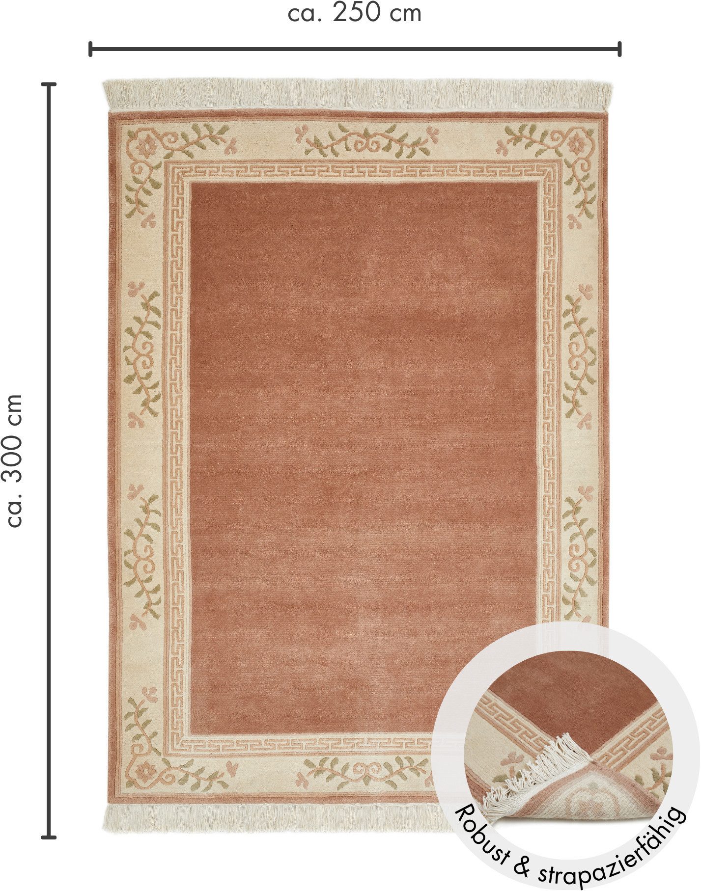 LUXOR living Wollen kleed Giza 100% wol, handgeknoopt, met bies en franjes