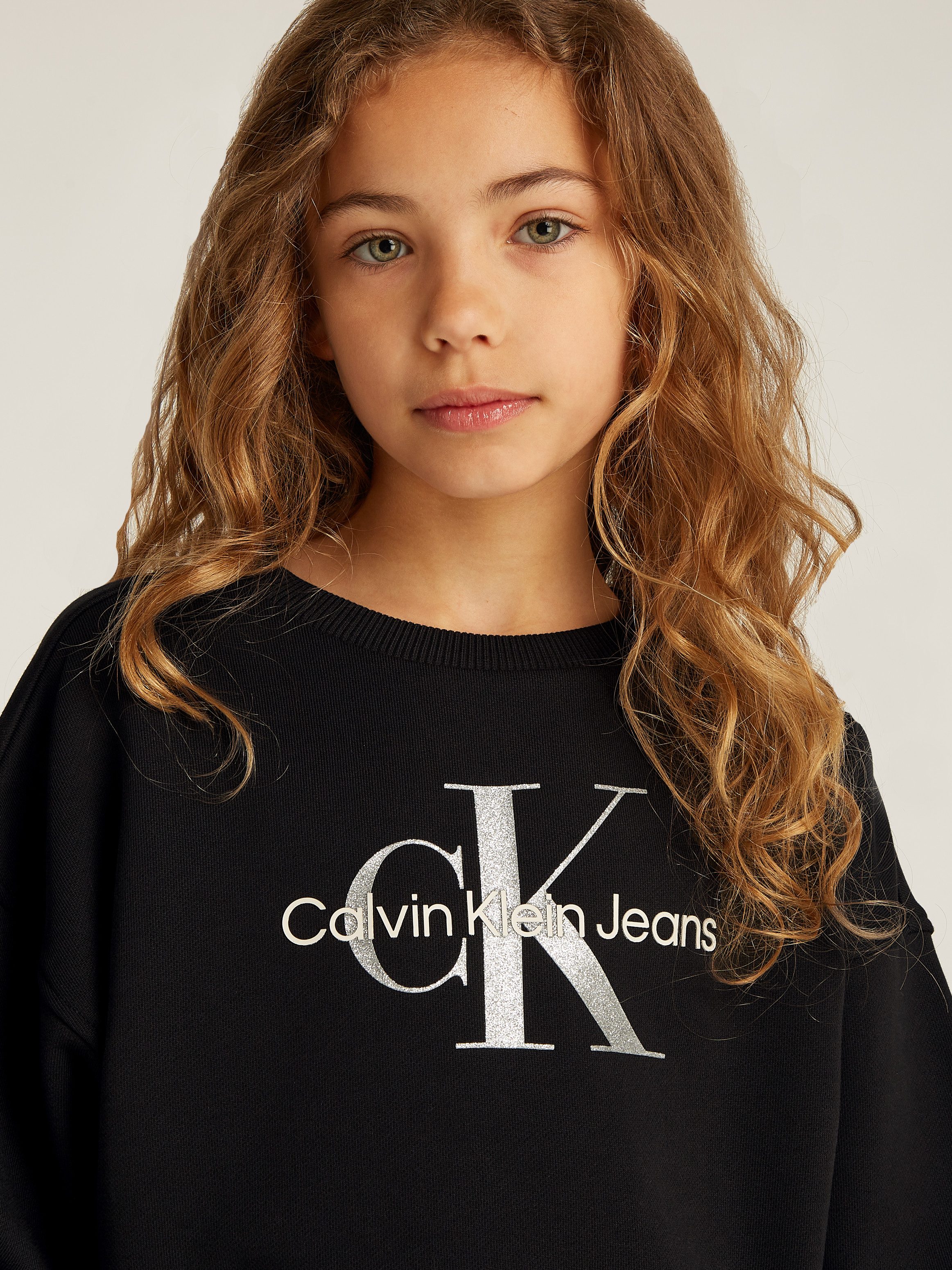 Calvin Klein Sweatshirt GLITTER MONOLOGO CN SWEATSHIRT voor kinderen tot 16 jaar met logo-opdruk