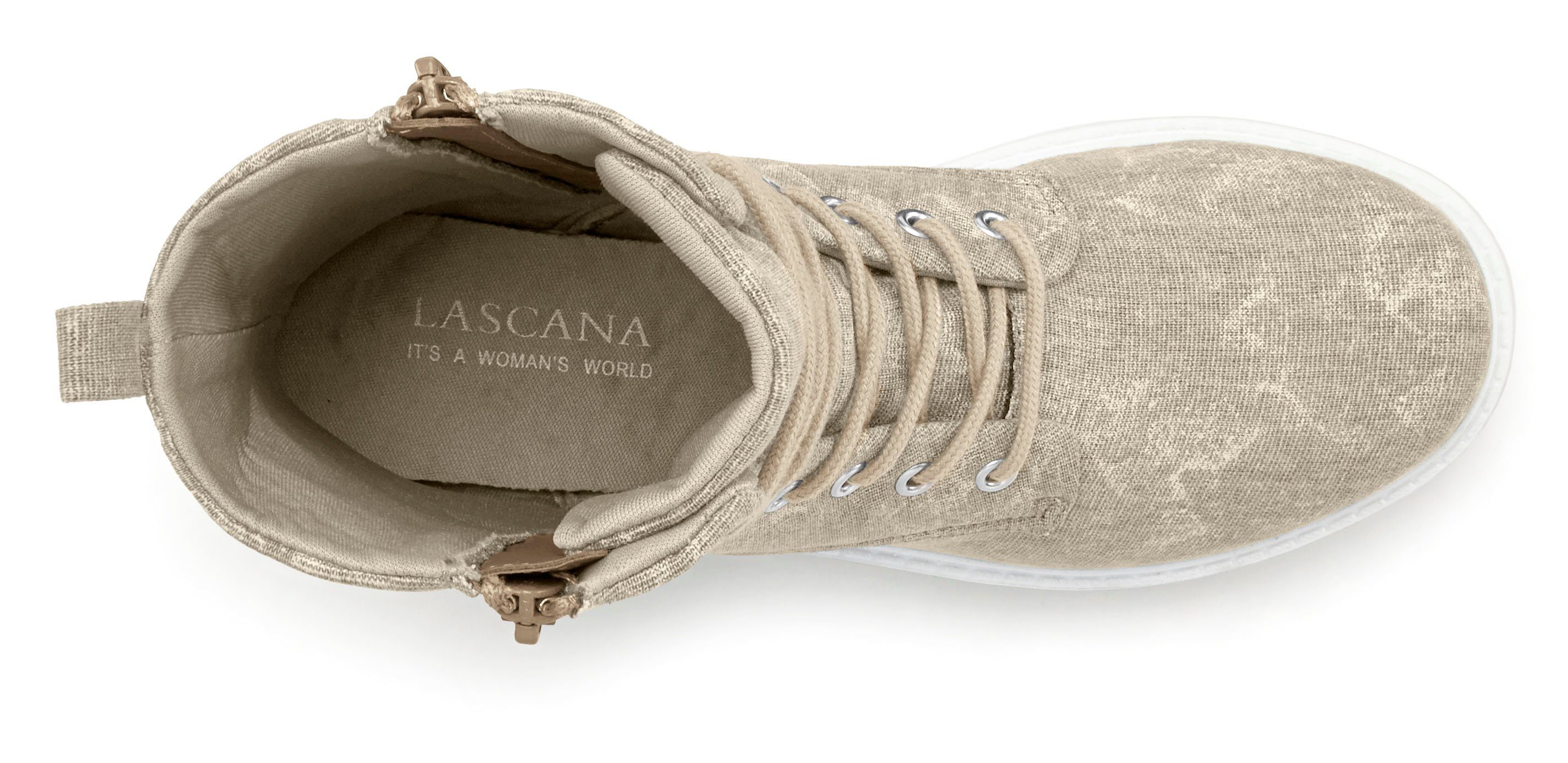 Lascana Veterlaarsjes voor veters, modieuze uitstraling in combat-look, ritslaarzen