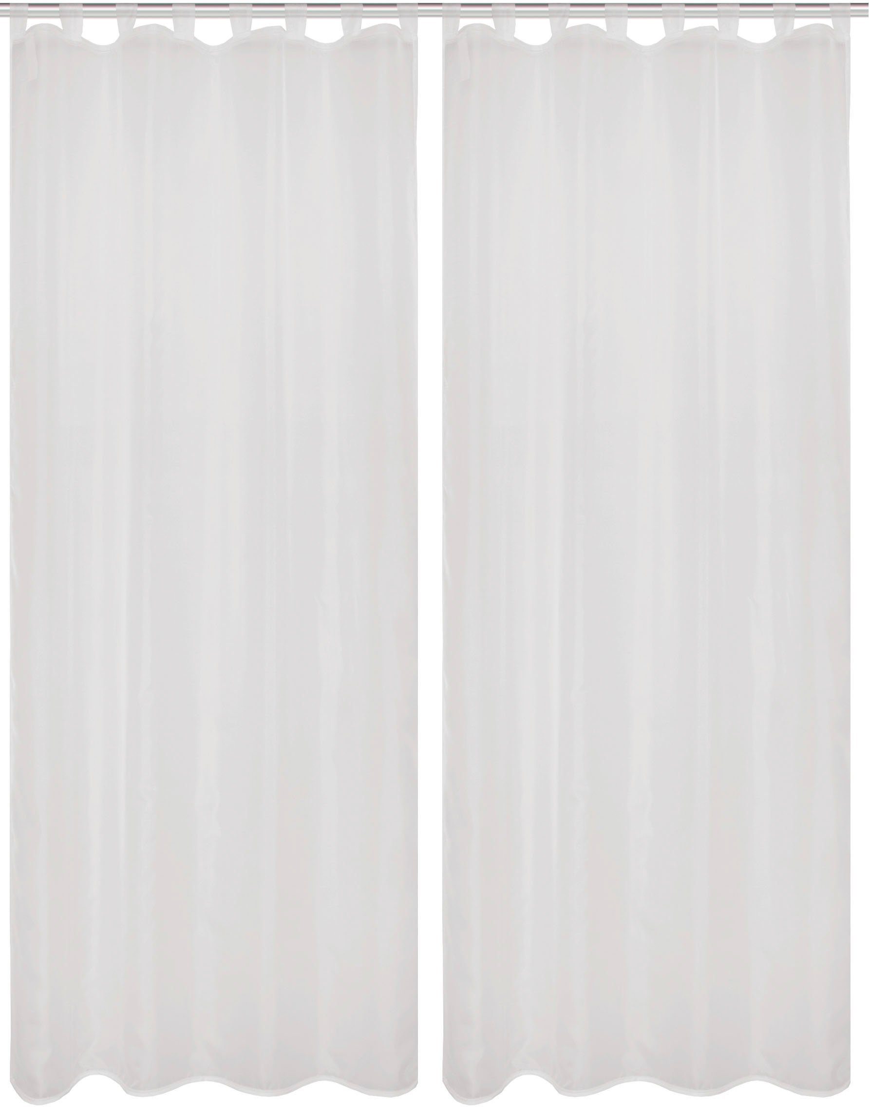 HOME WOHNIDEEN Gordijn NESSI 2-DELIG PAKKET Effen, voile, transparant, lussen incl. trekband, 2-pack (2 stuks)