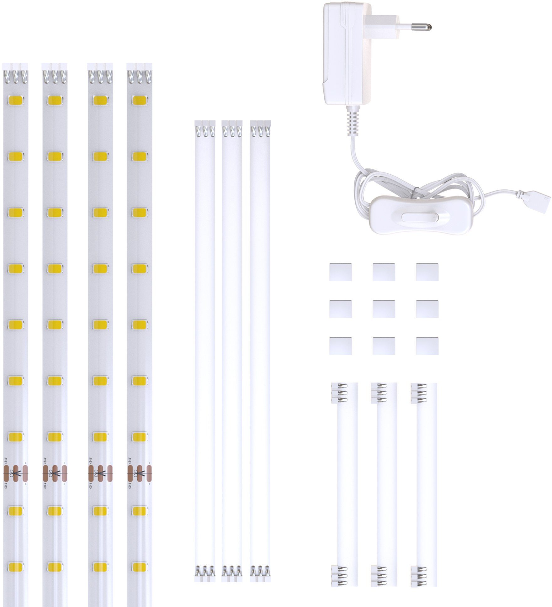 B.K.Licht Led-strepen Lacerta 2m led band set 4 strips onderbouwlamp inclusief connector