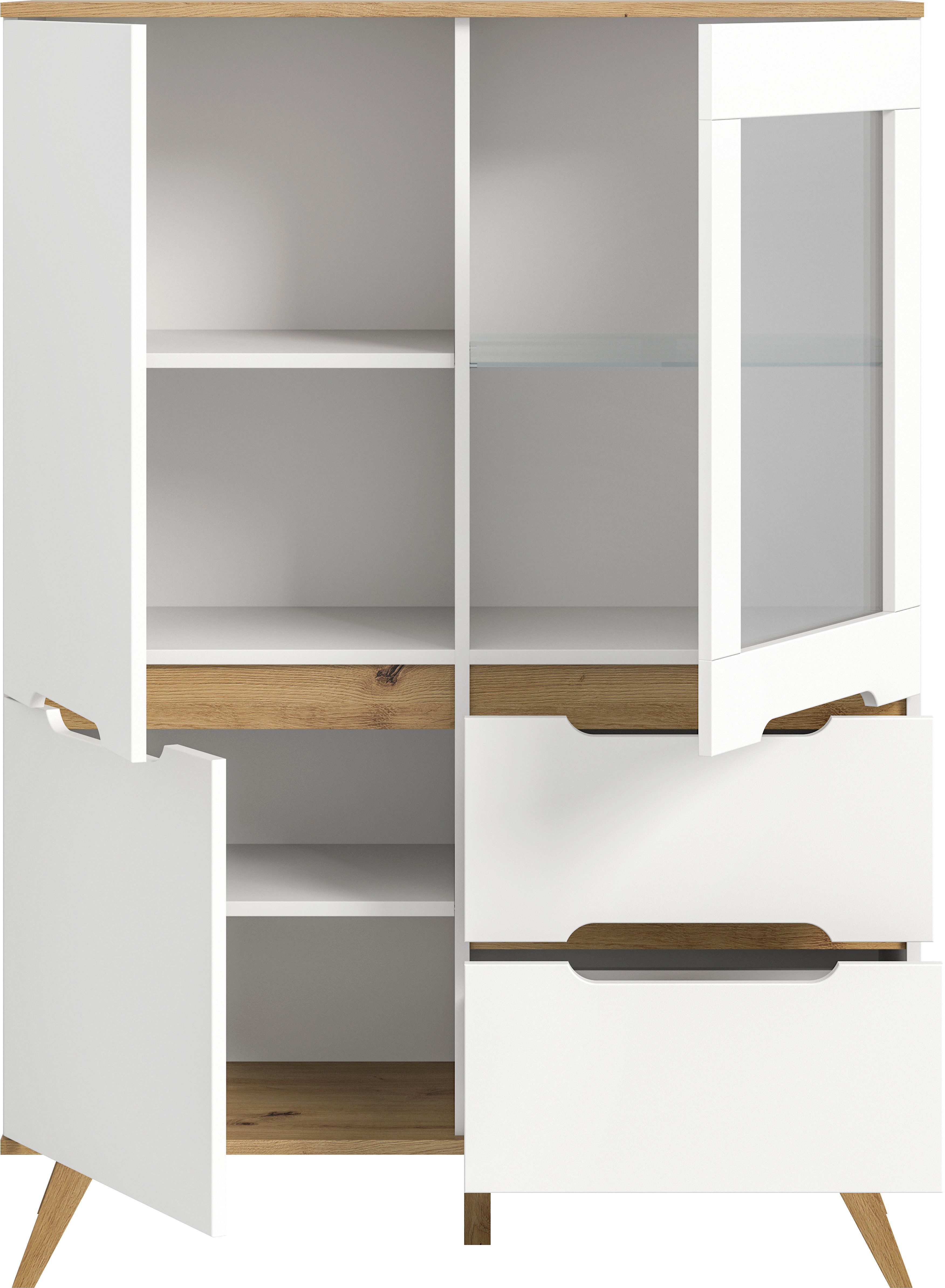 Home affaire Highboard Alesund, Hoogte 140 cm, 2 Deuren, 1 Lade, conische voet, Scandi-look