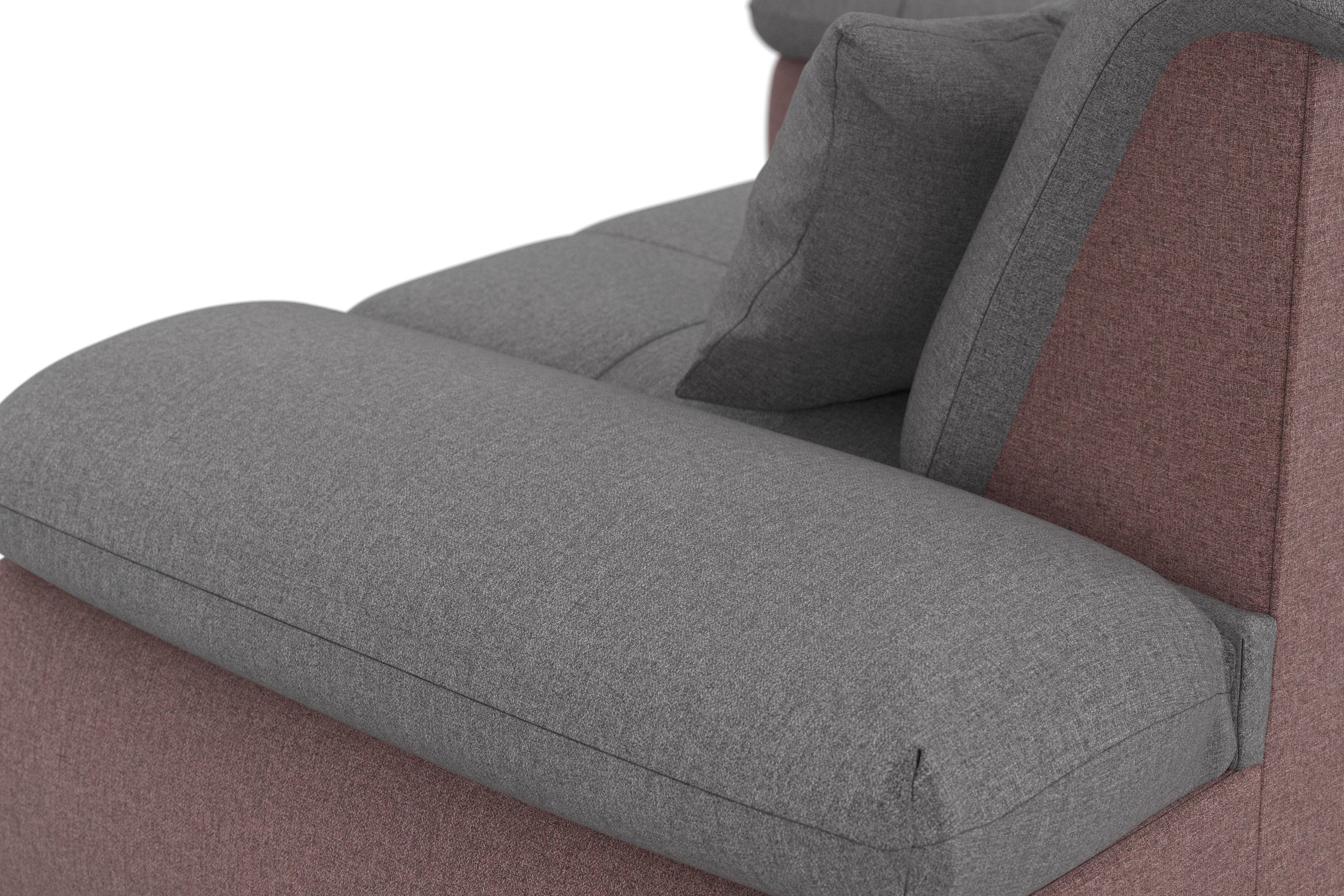 DOMO collection Hoekbank Moric, L-vorm, XXL-bank - Breedte 300cm keuze met bedfunctie en armleuningverstelling, donkergroen