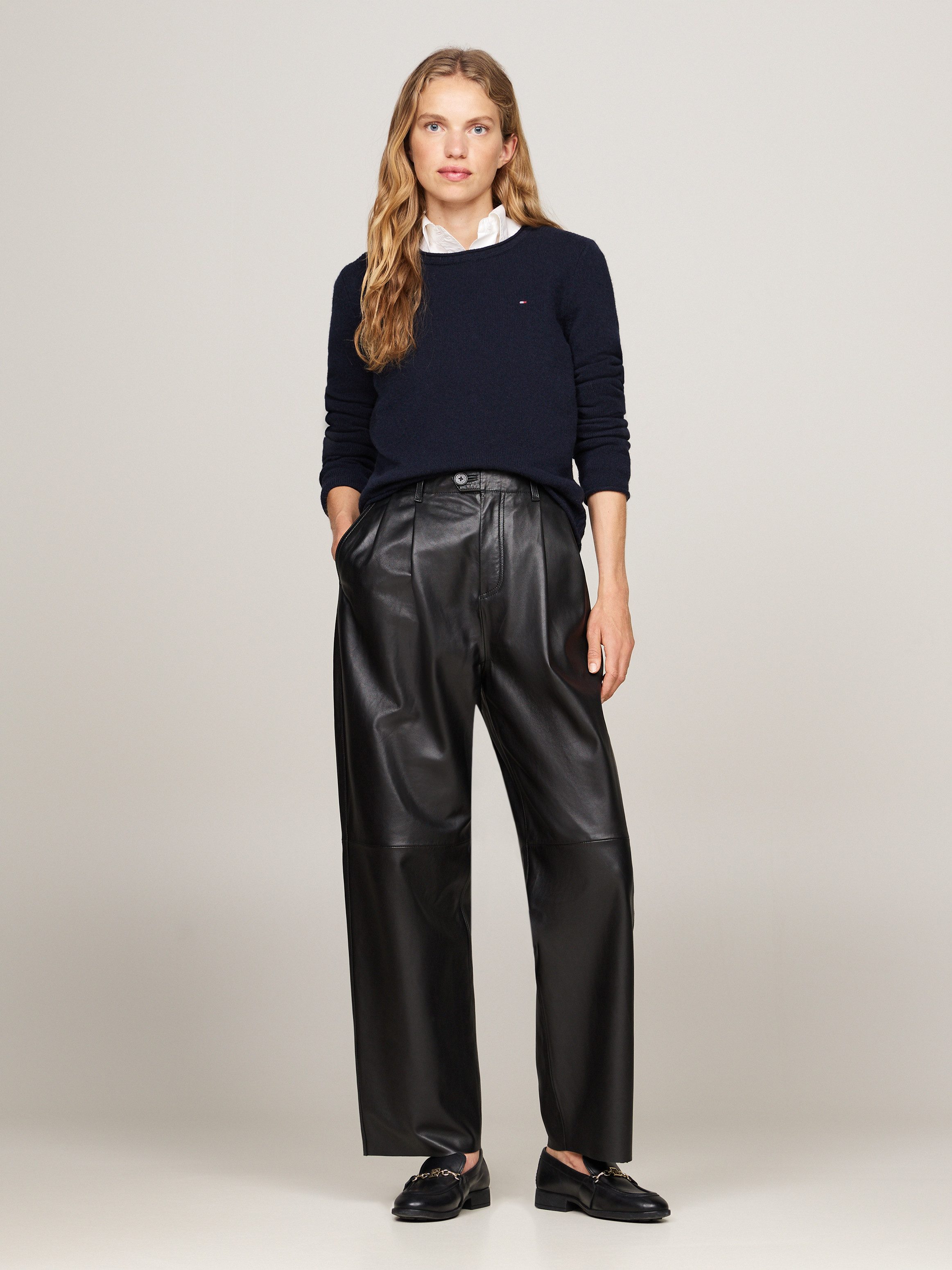 Tommy Hilfiger Gebreide trui SOFT WOOL C-NK SWEATER met logoborduring van 100% wol