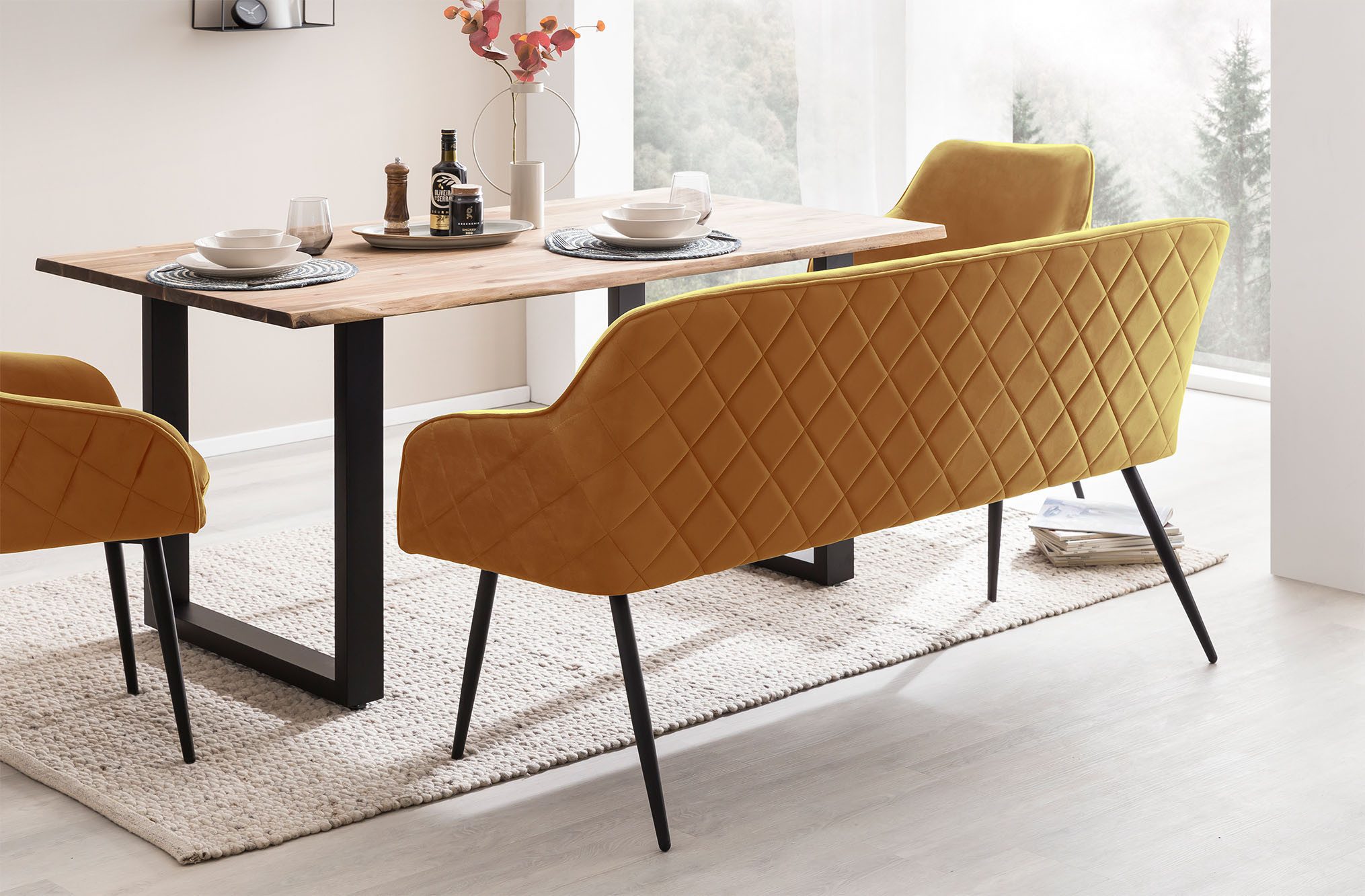 SalesFever Eethoek Rugvlak met ingewikkelde ruitstepping (set, 6-delig)