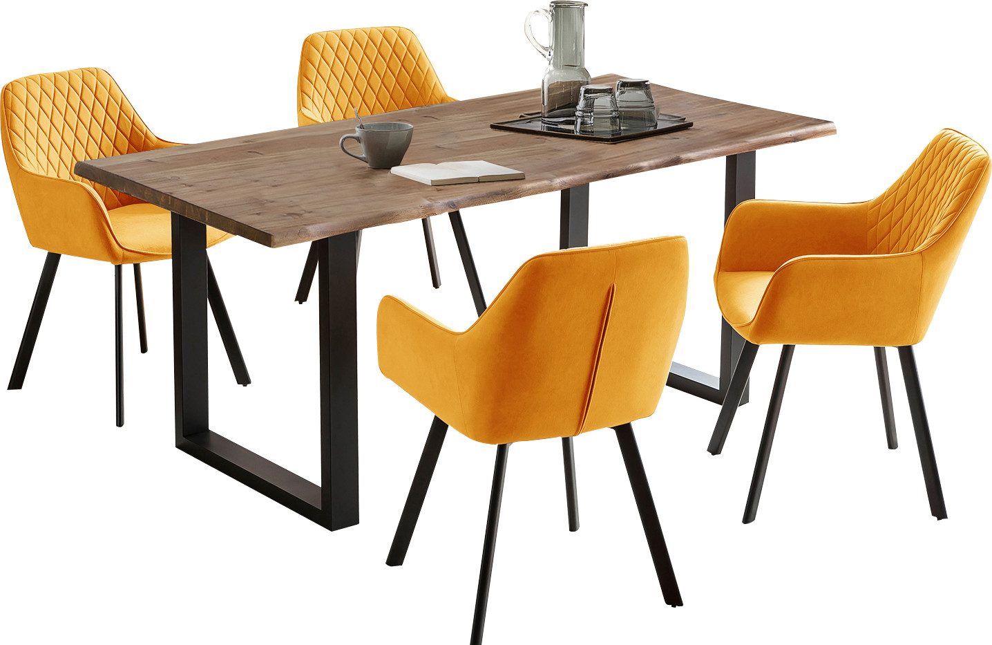 SalesFever Eethoek Tafelblad behandeld met OSMO hardwasolie in zijdeglans afwerking (set, 5-delig)