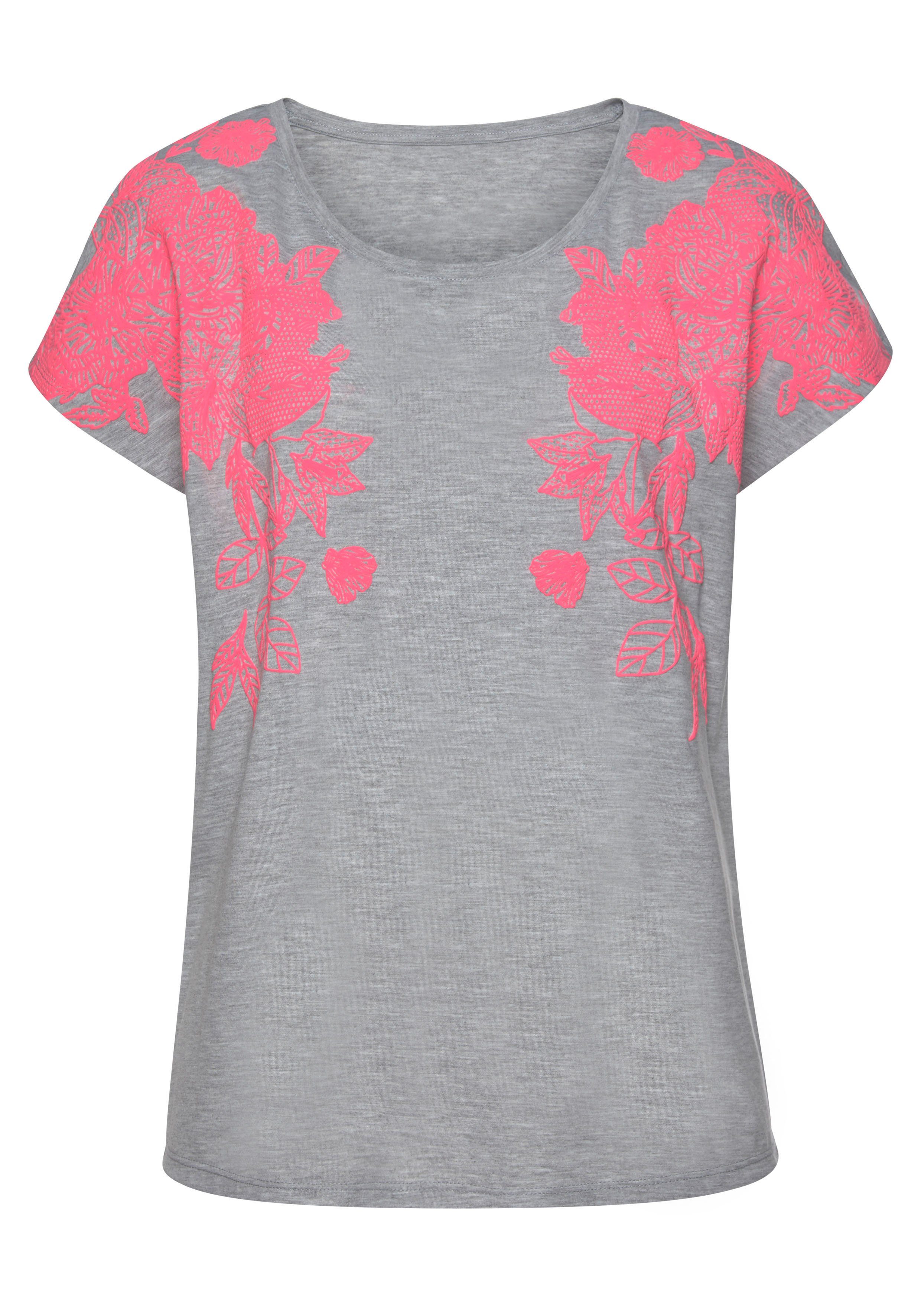 Vivance T-shirt met neonprint, shirt met korte mouwen, losse pasvorm