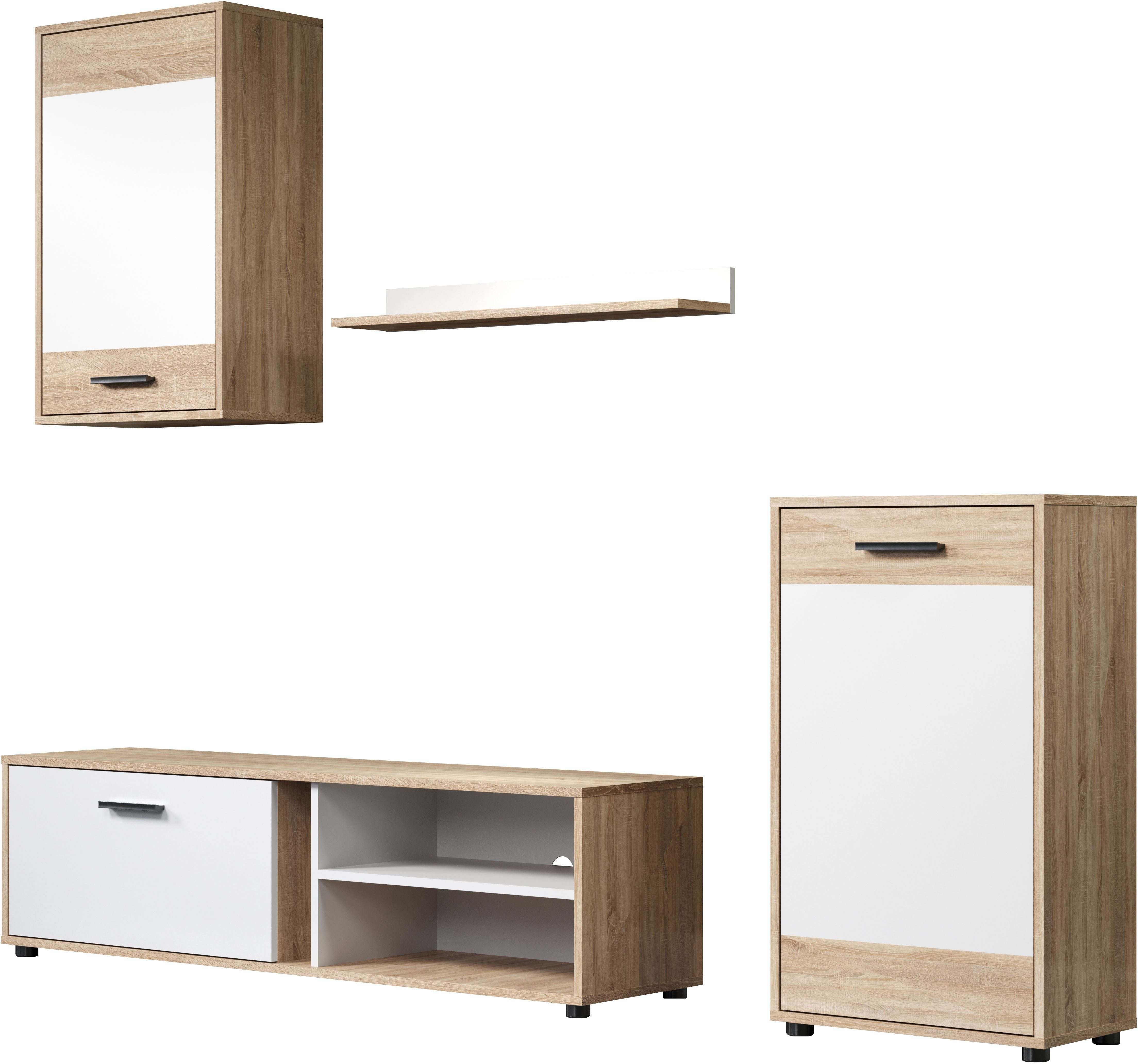 INOSIGN Wandmeubel Valetta incl. lowboard, hangkast, wandplank en highboard (complete set, 4-delig)