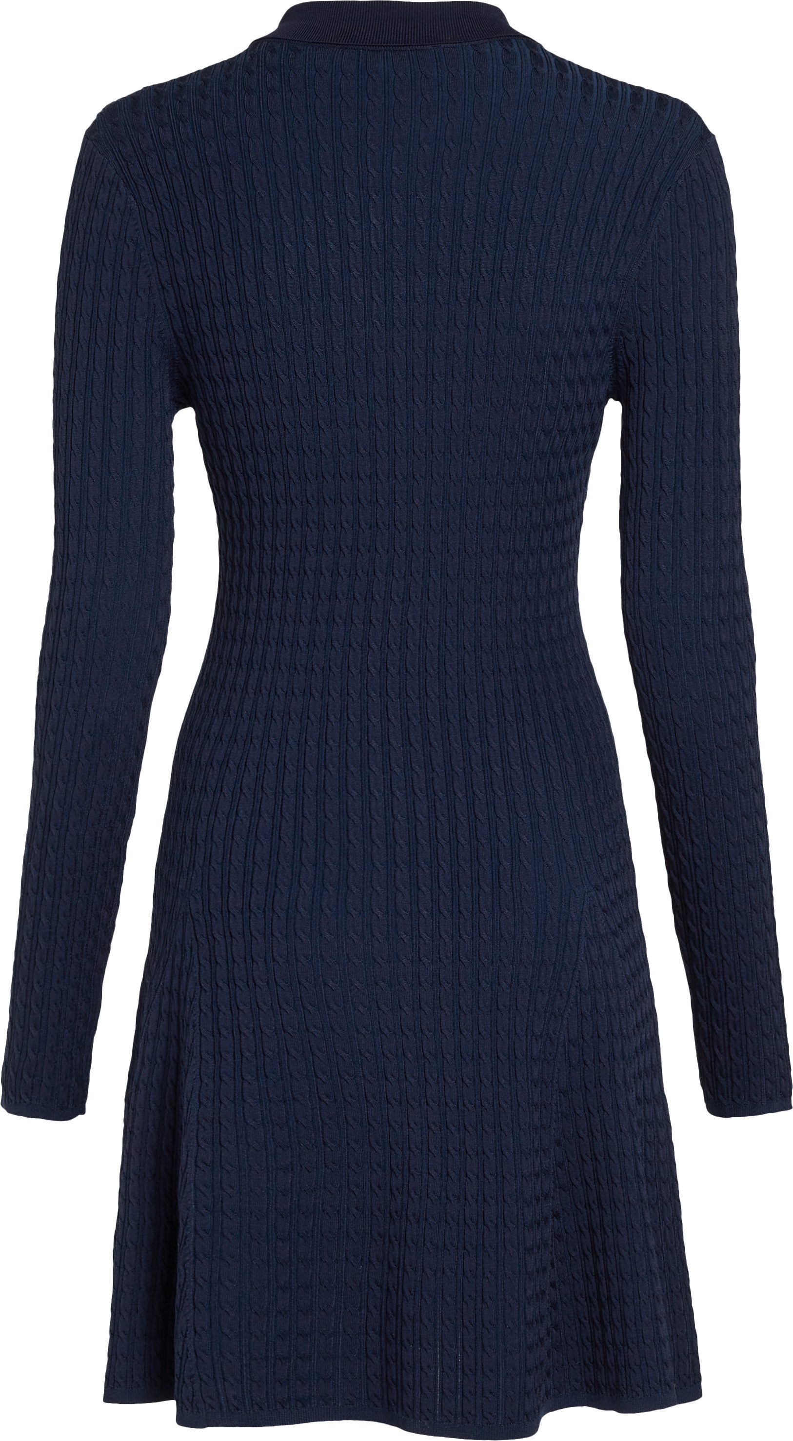 Tommy Hilfiger Gebreide jurk RAYON CABLE F&F LS MIDI DRESS met kabelpatroon, metalen label
