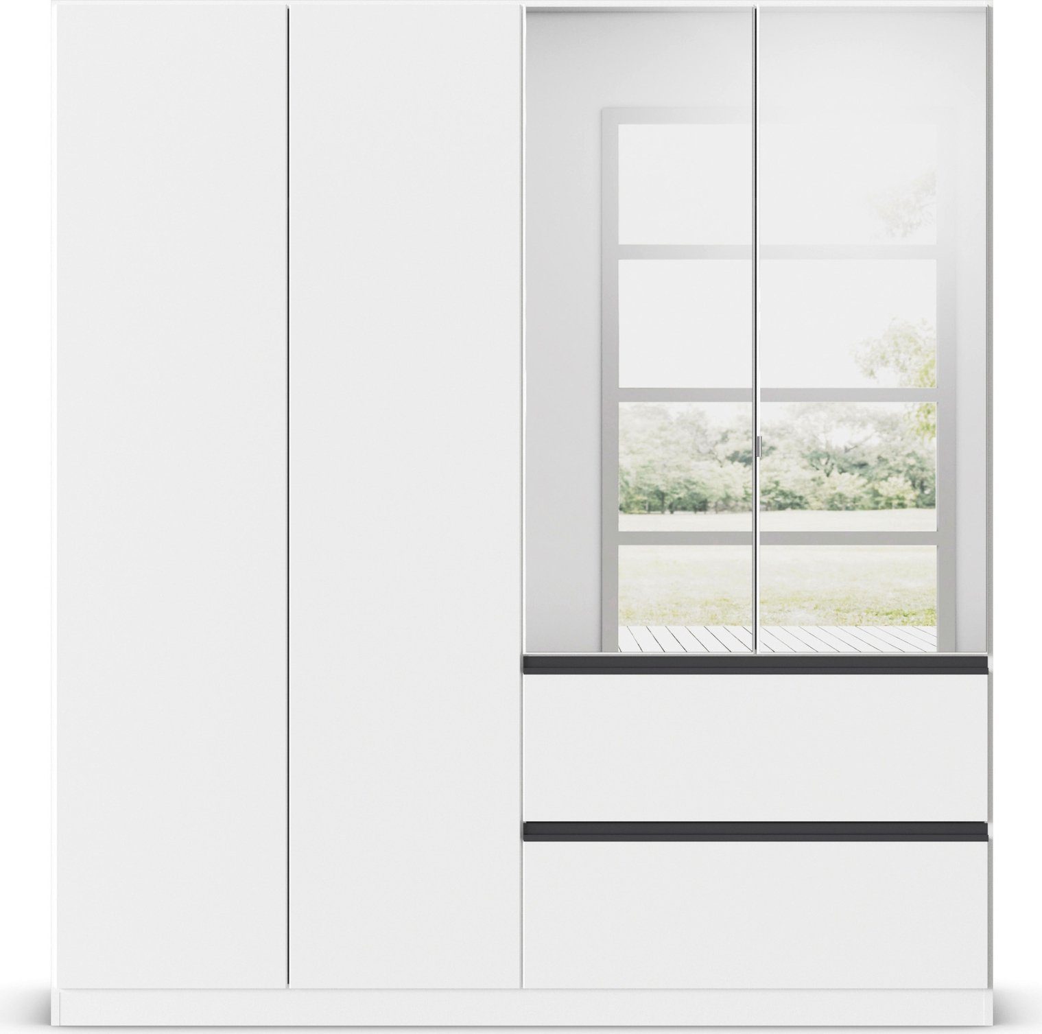 rauch Draaideurkast Kledingkast Kast Garderobe Wasmand COSTA in 3 Breedtes met spiegel, greeploos front en push-to-open functie made in germany
