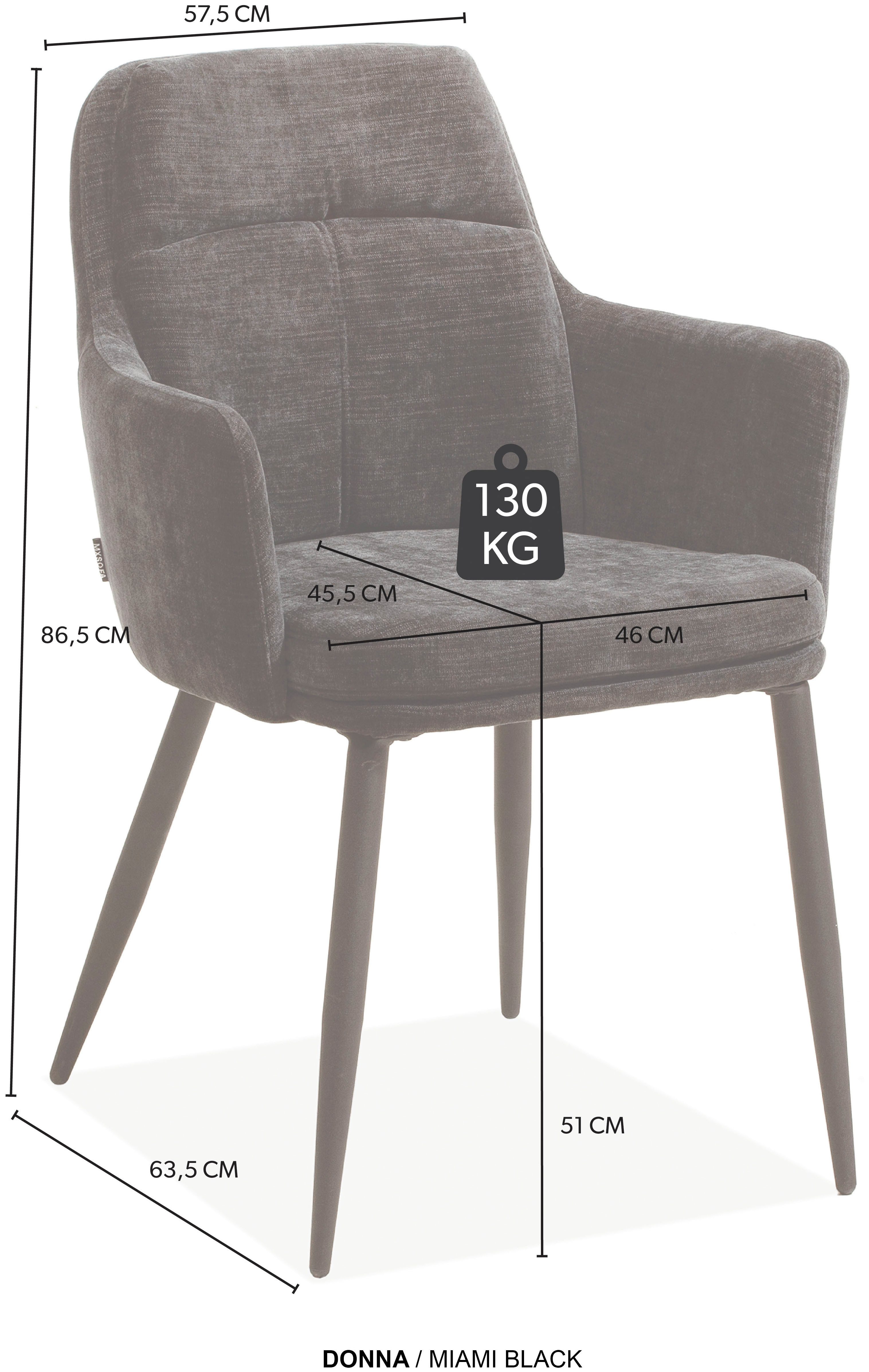 OMG Design Stoel met armleuningen DONNA Zitkuip, comfortabel gepolsterd, eetkamerstoel (set)