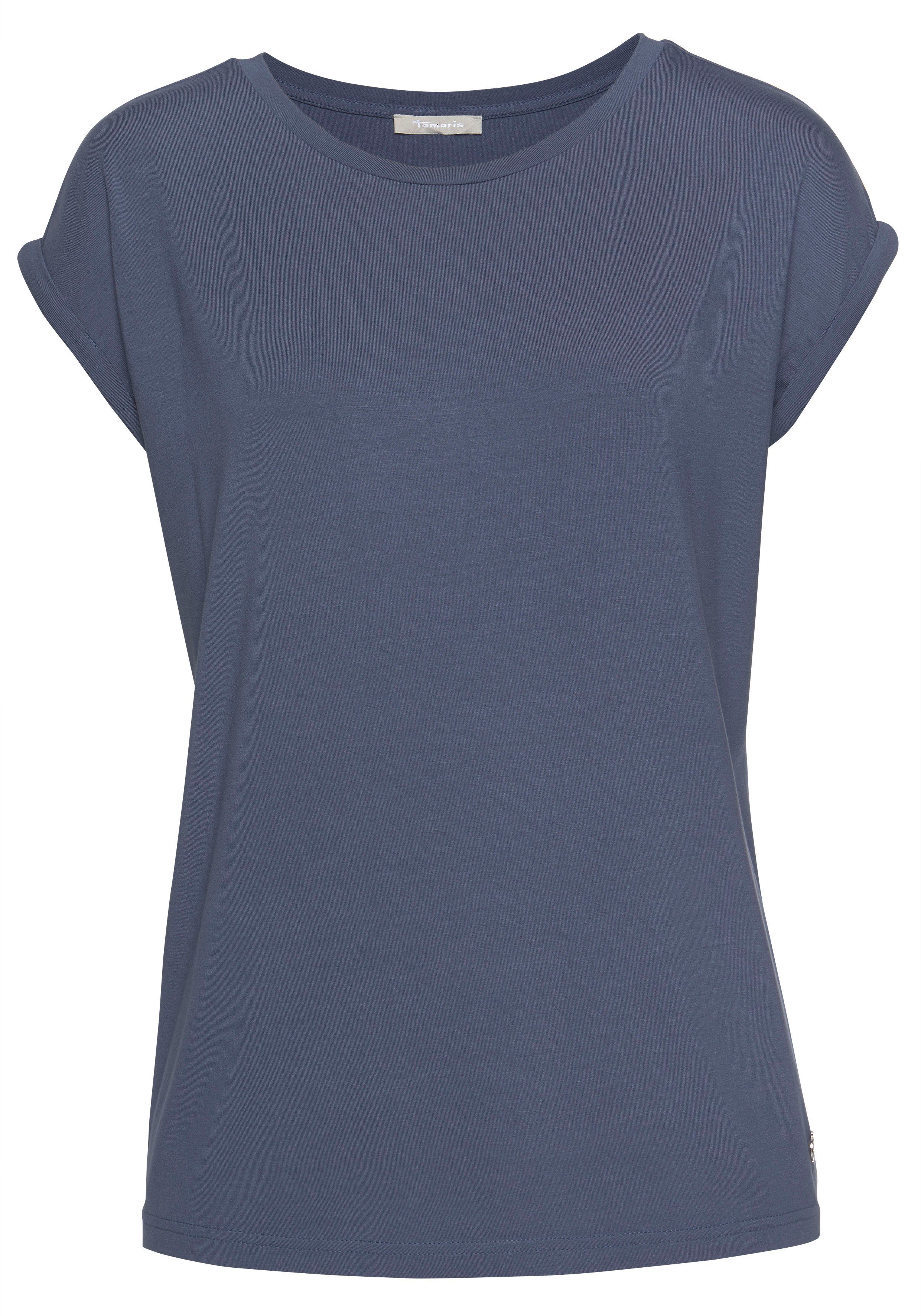 Tamaris T-shirt Korte mouwen, regular fit, effen, met ronde hals