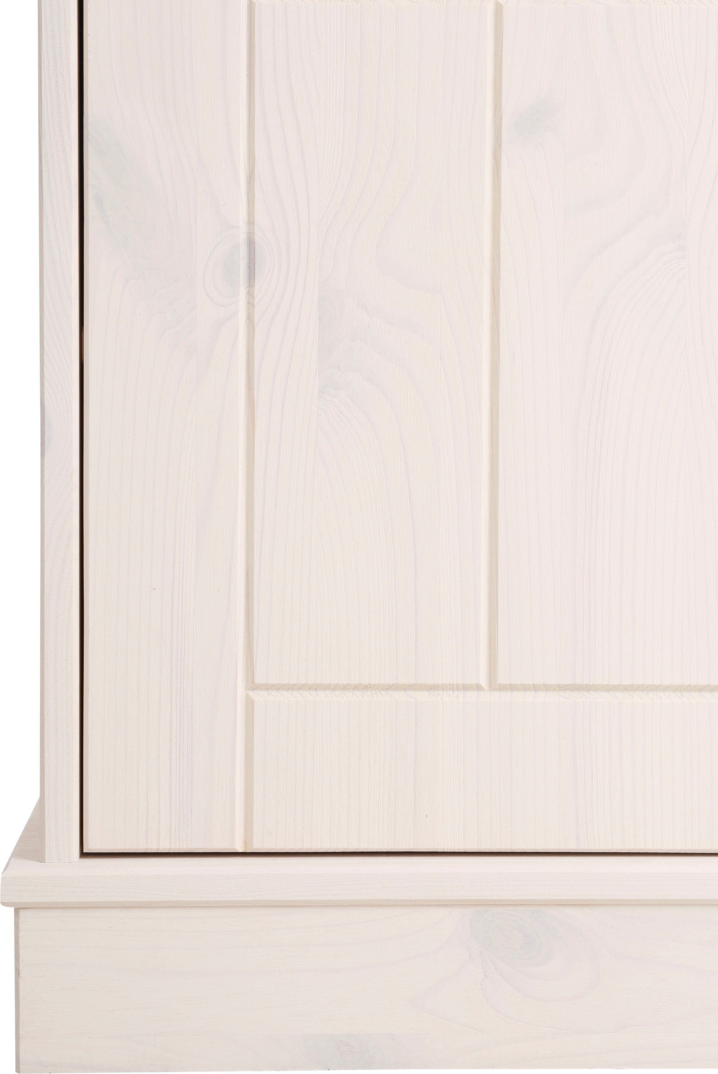 Home affaire Vitrinekast Indra van massief dennenhout, fsc®, 2-delig, hoogte 145 cm, discreet ornament