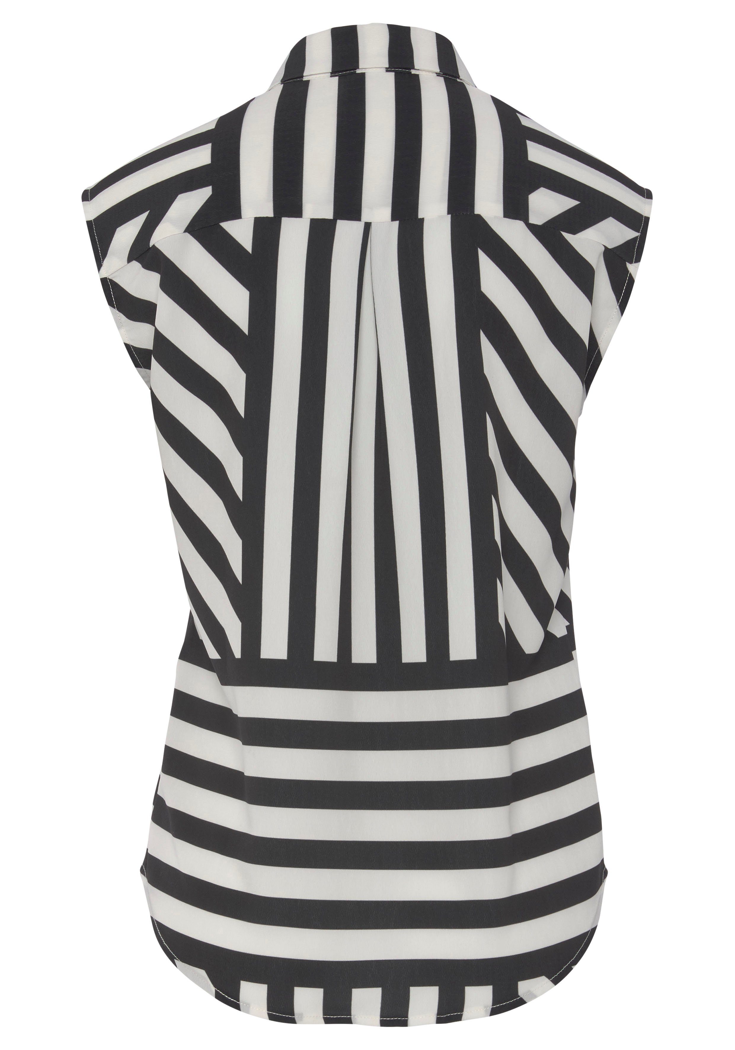 Lascana Top met knoopsluiting, streep patroon, damesblouse met blazerkraag