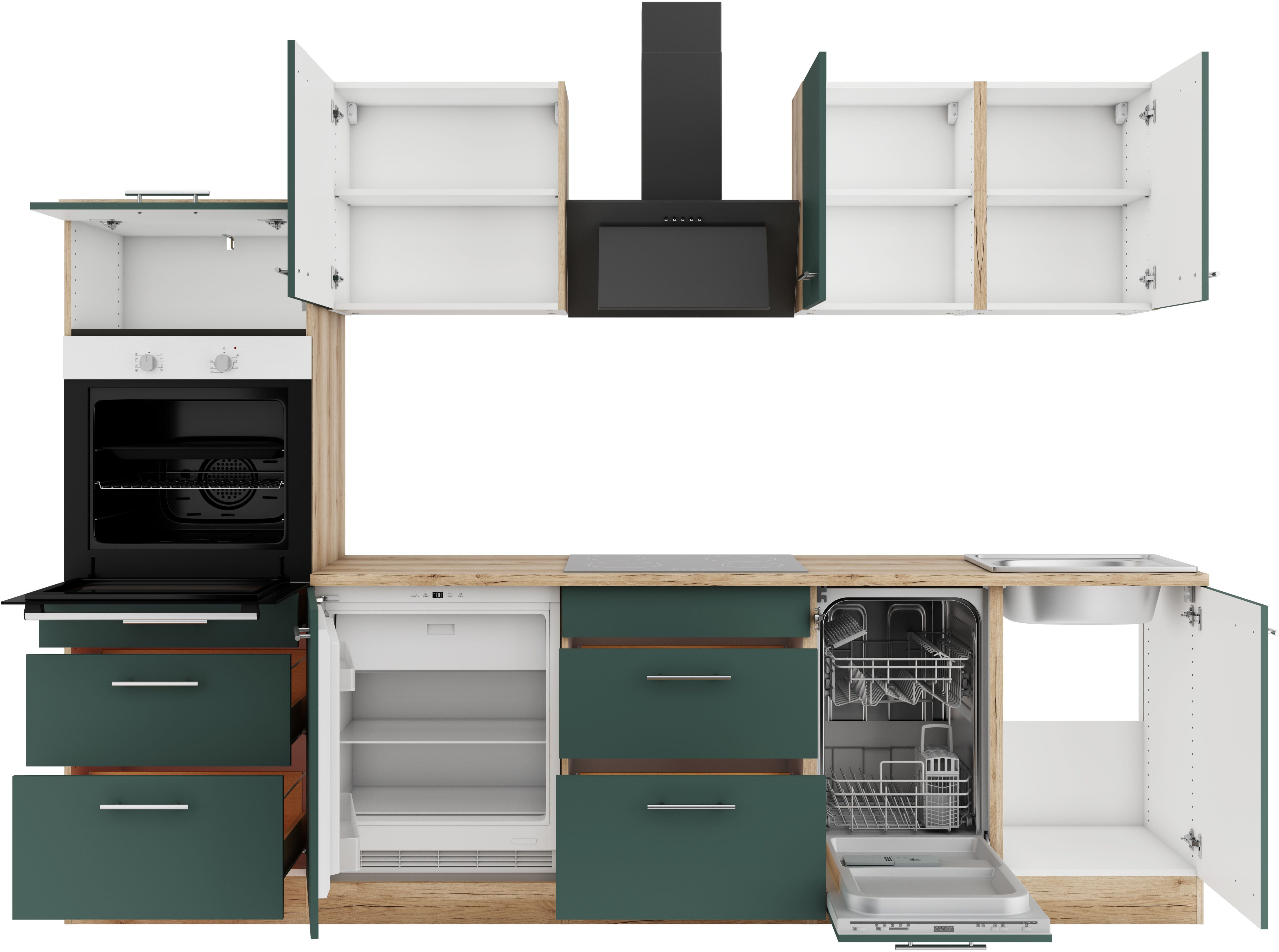 OPTIFIT Keuken Bella Breedte 210 cm, optioneel met elektrische apparaten