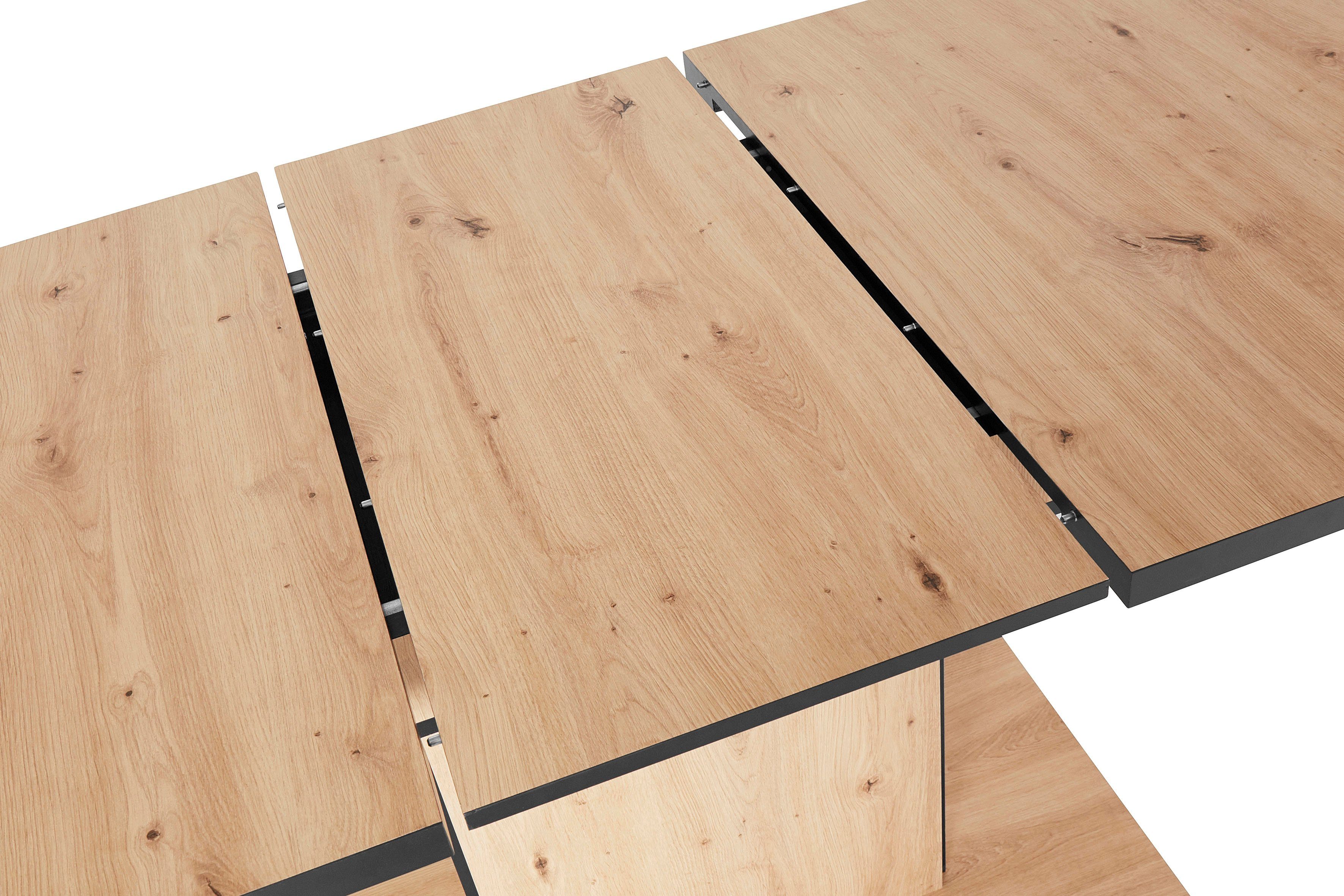 HELA Eettafel Ariana Bestseller, tafel, keukentafel, uitschuiftafel door binnenin geplaatste inlegbladen uittrekbaar 120-160 cm