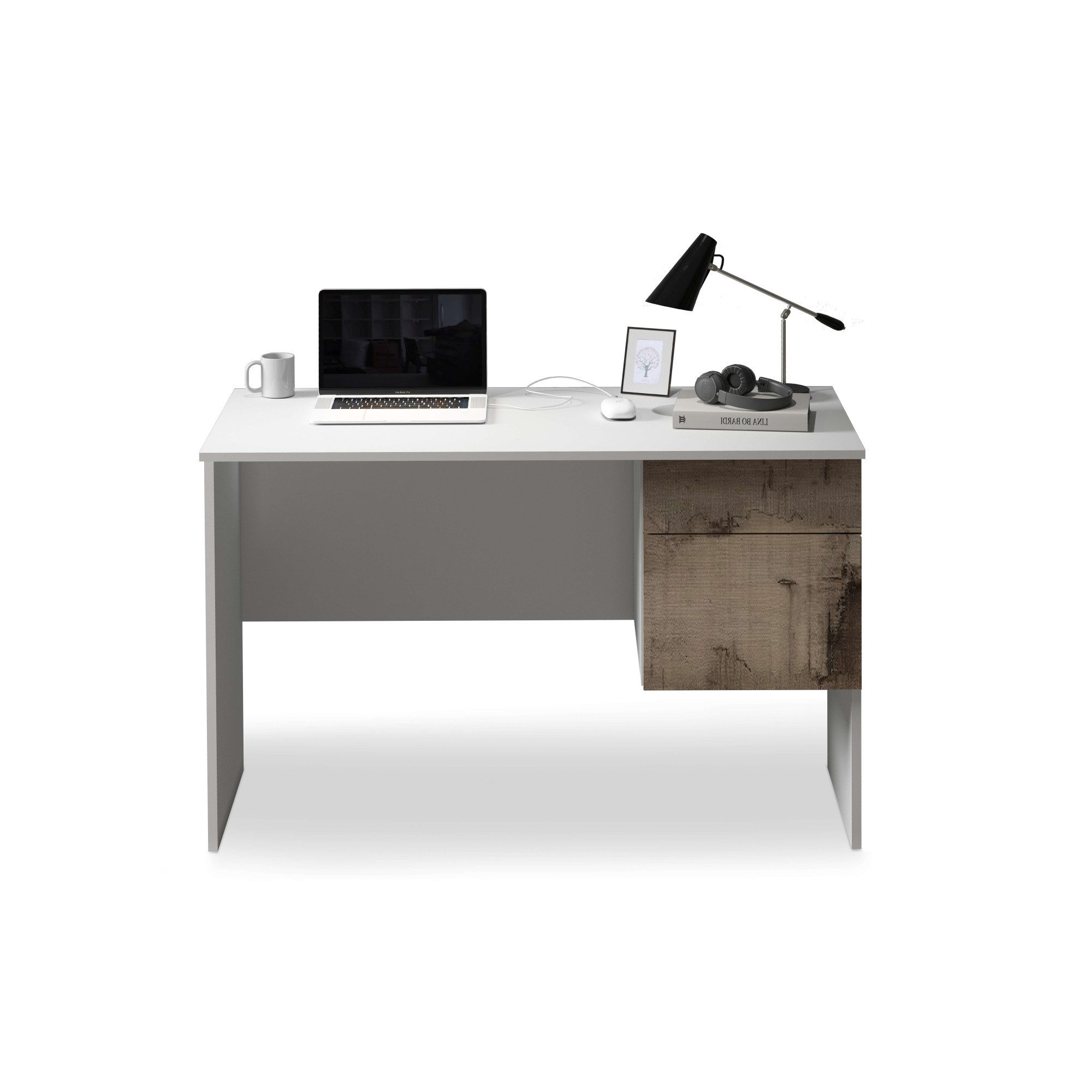INOSIGN Bureau Coro, kleine computertisch, bureautafel met 1 deur & 1 lade, breedte 110 cm, made in italy bureaus wit