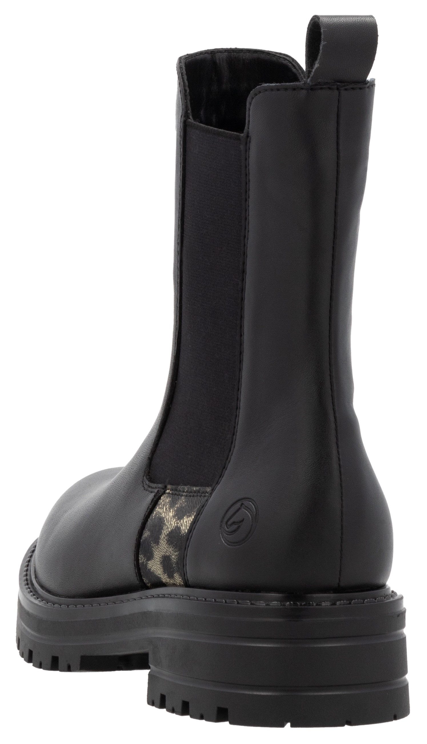 Remonte Chelsea-boots blokhak, laarzen, enkellaars met afwerking in leeuwenlook