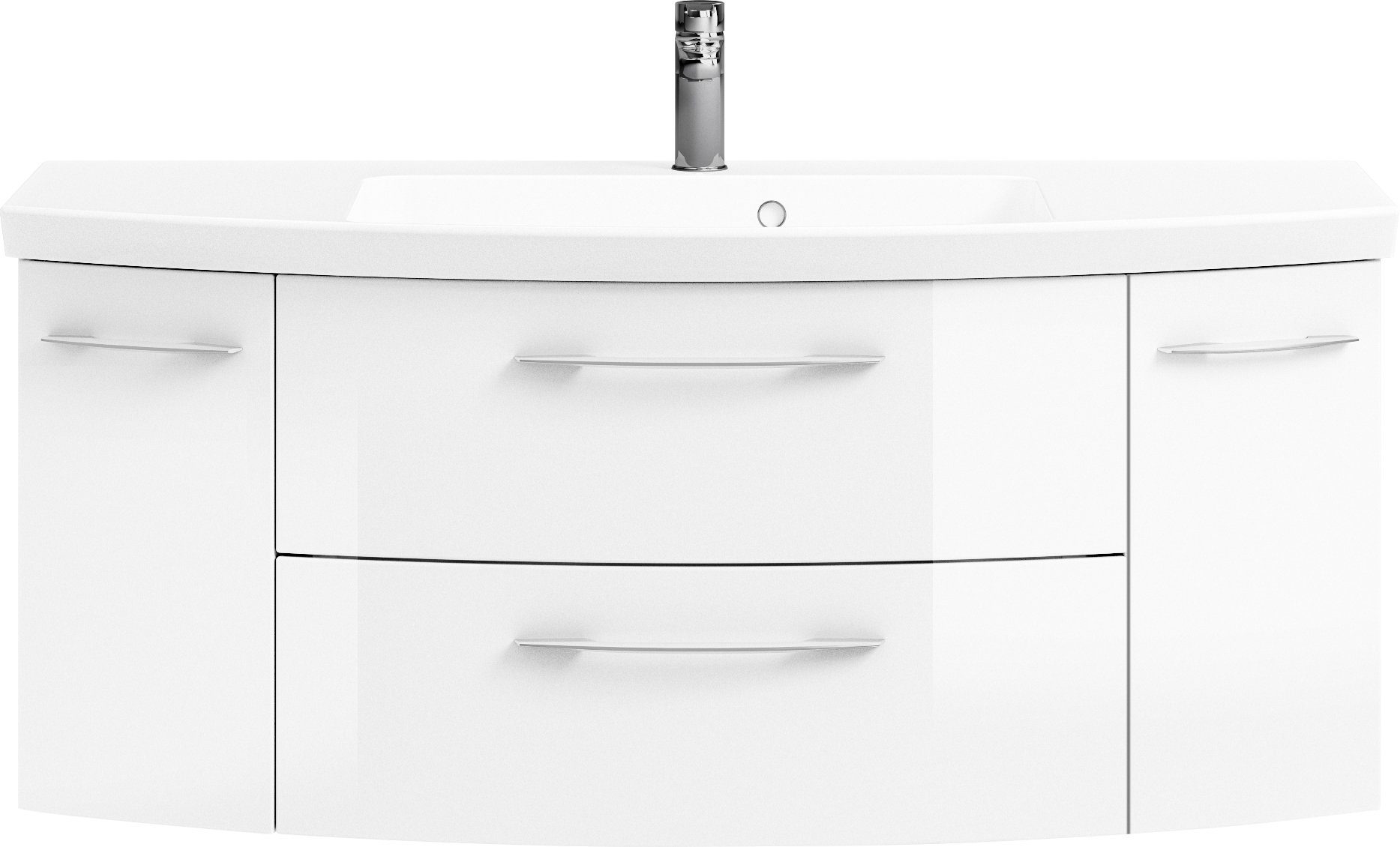 Saphir Badkamerserie Cassca sprint wastafelmeubel mineraalmarmeren wastafel met onderkast Wastafelmeubel met 2 deuren, 2 laden, inclusief deurdemper,