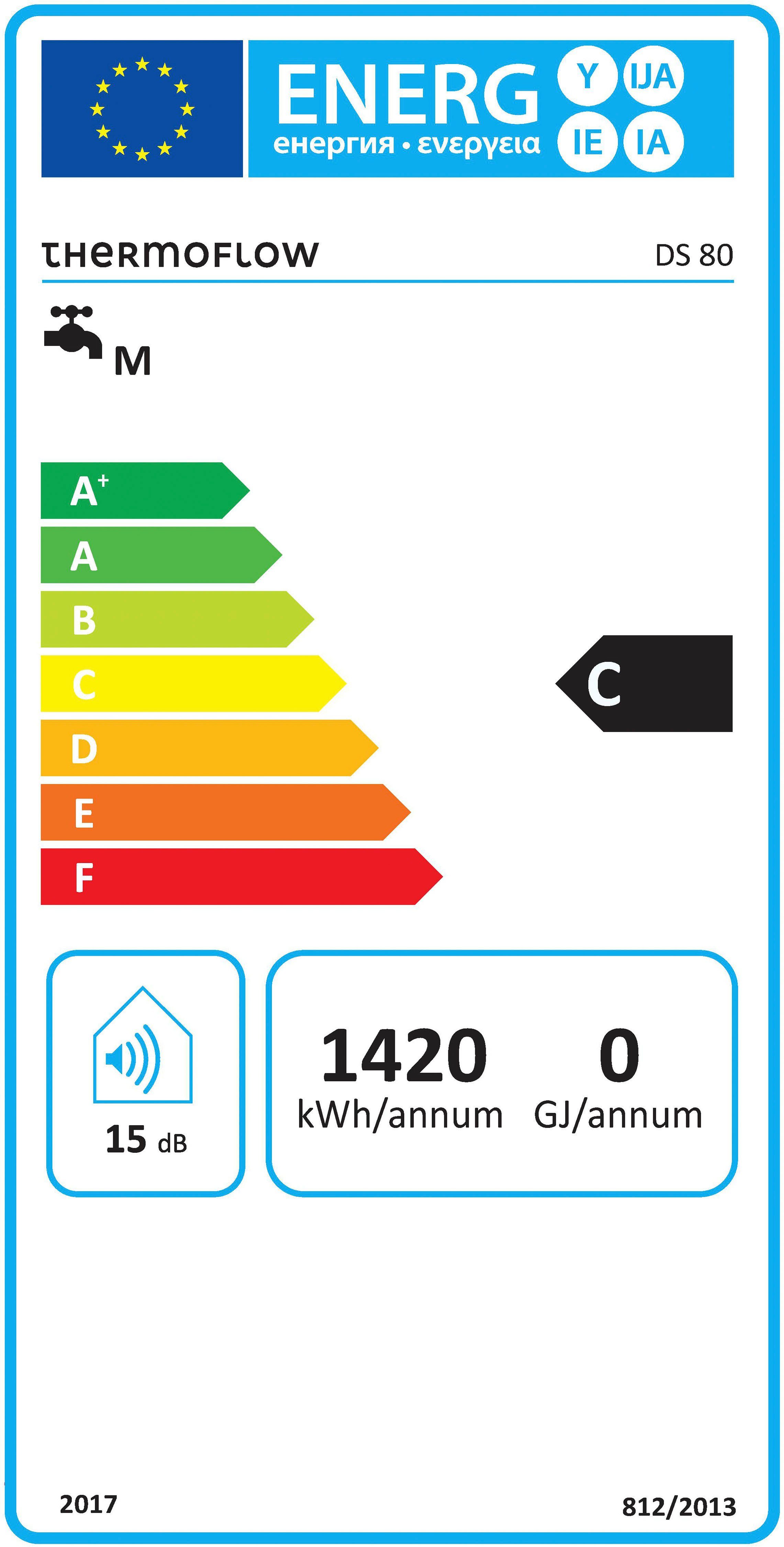 Thermoflow Staande boiler DS80 Opwarmtijd van 10 °C naar 65 °C in 163 min