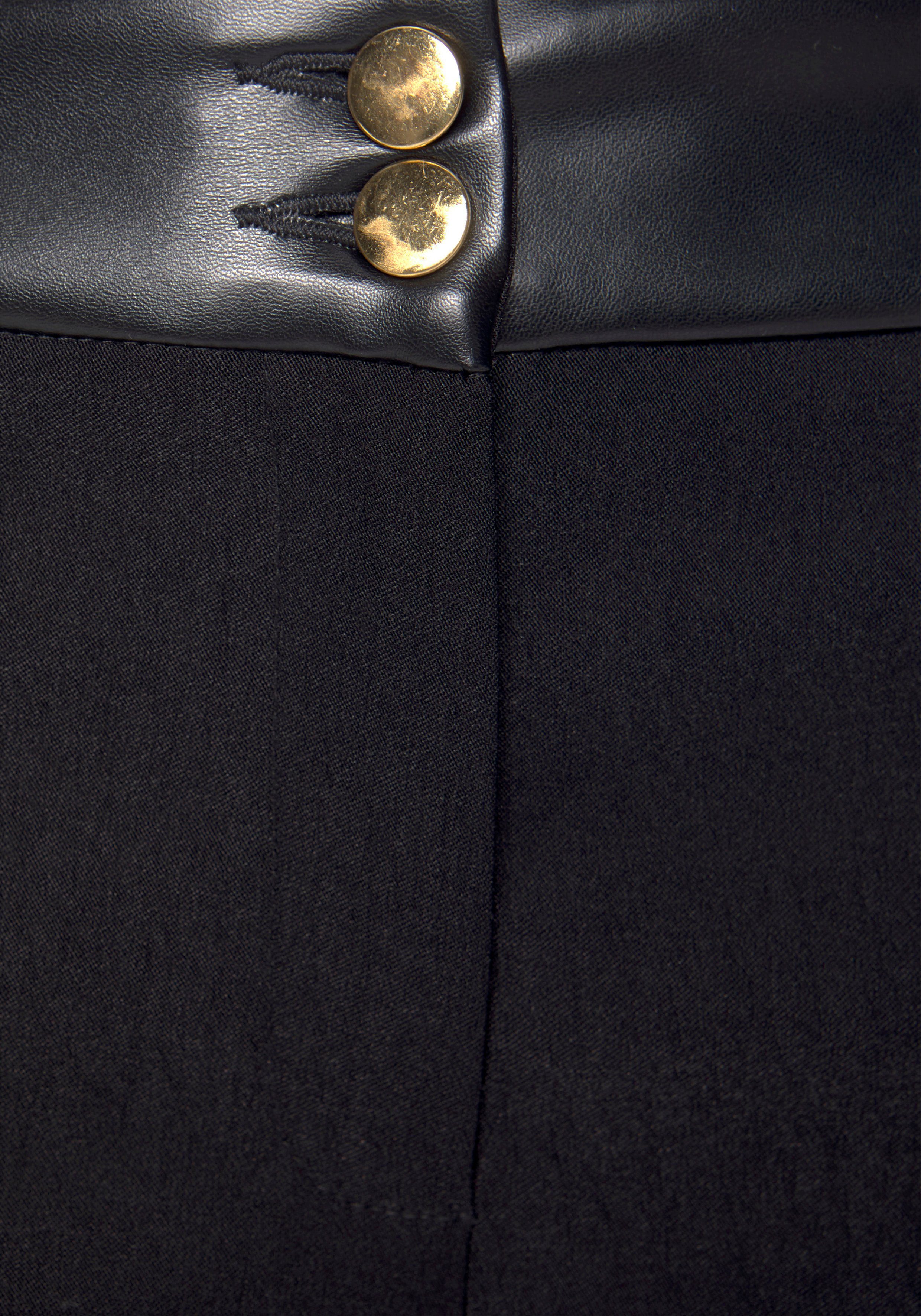 Lascana Stretchbroek met inzetstukken van imitatieleer, elegante jerseybroek, casual-chic