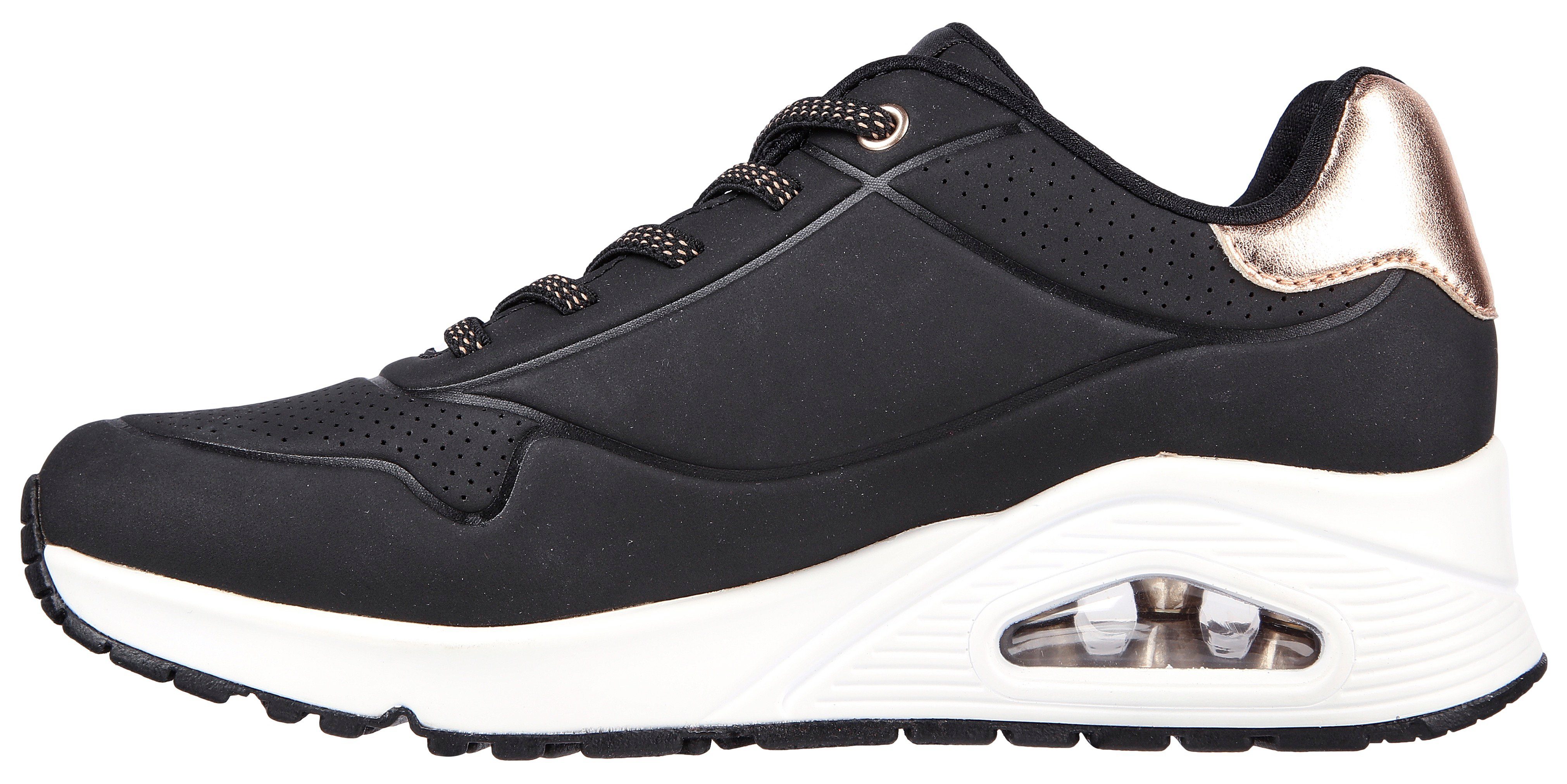 Skechers Slip-on sneakers UNO SHIMMER AWAY Slipper, vrijetijdsschoen, plateau sneaker met modieuze sleehak