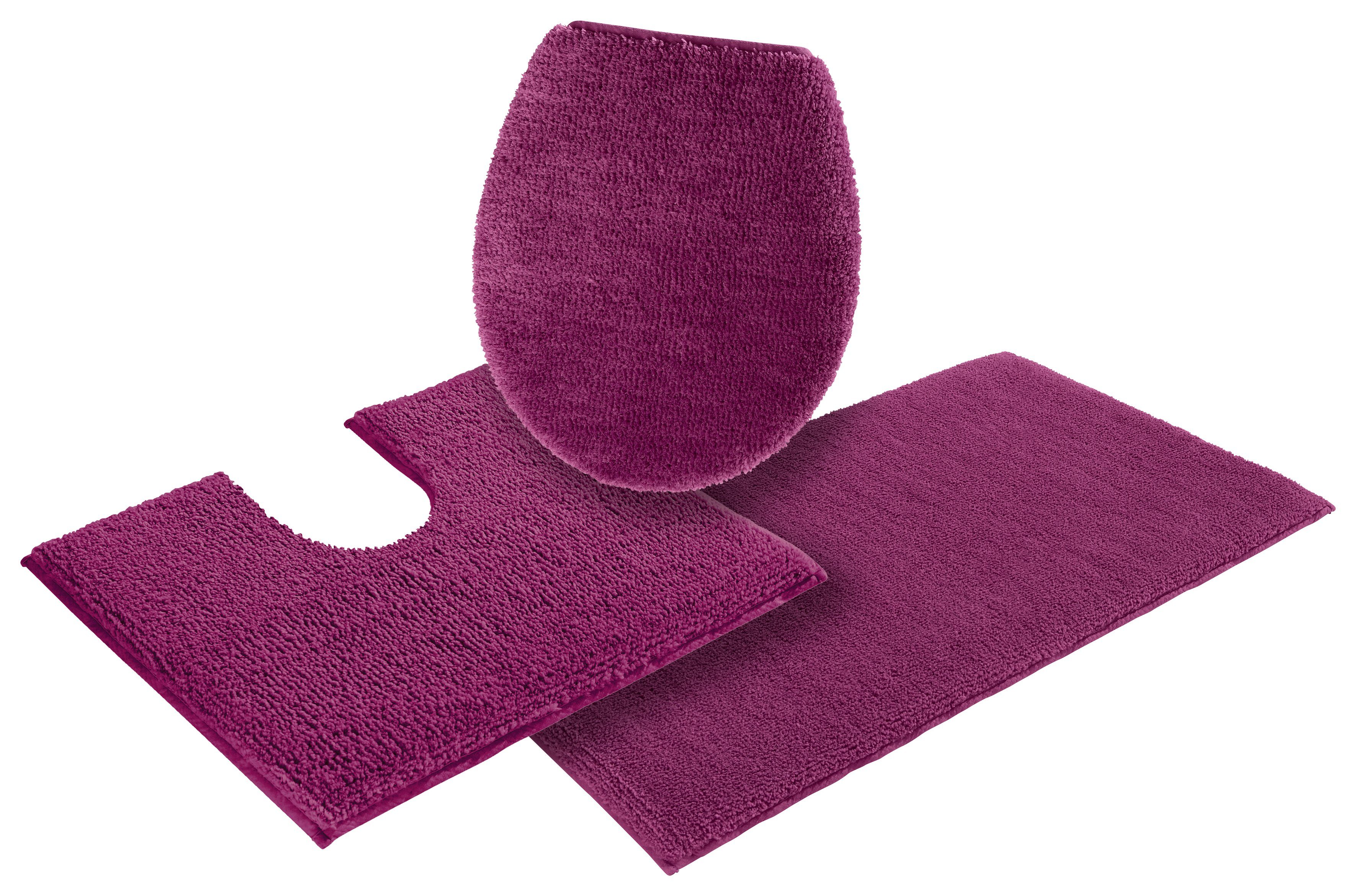 my home Badmat Vanessa, badmat, badkamer tapijt badmatten maat 3-delige set voor staand toilet paars