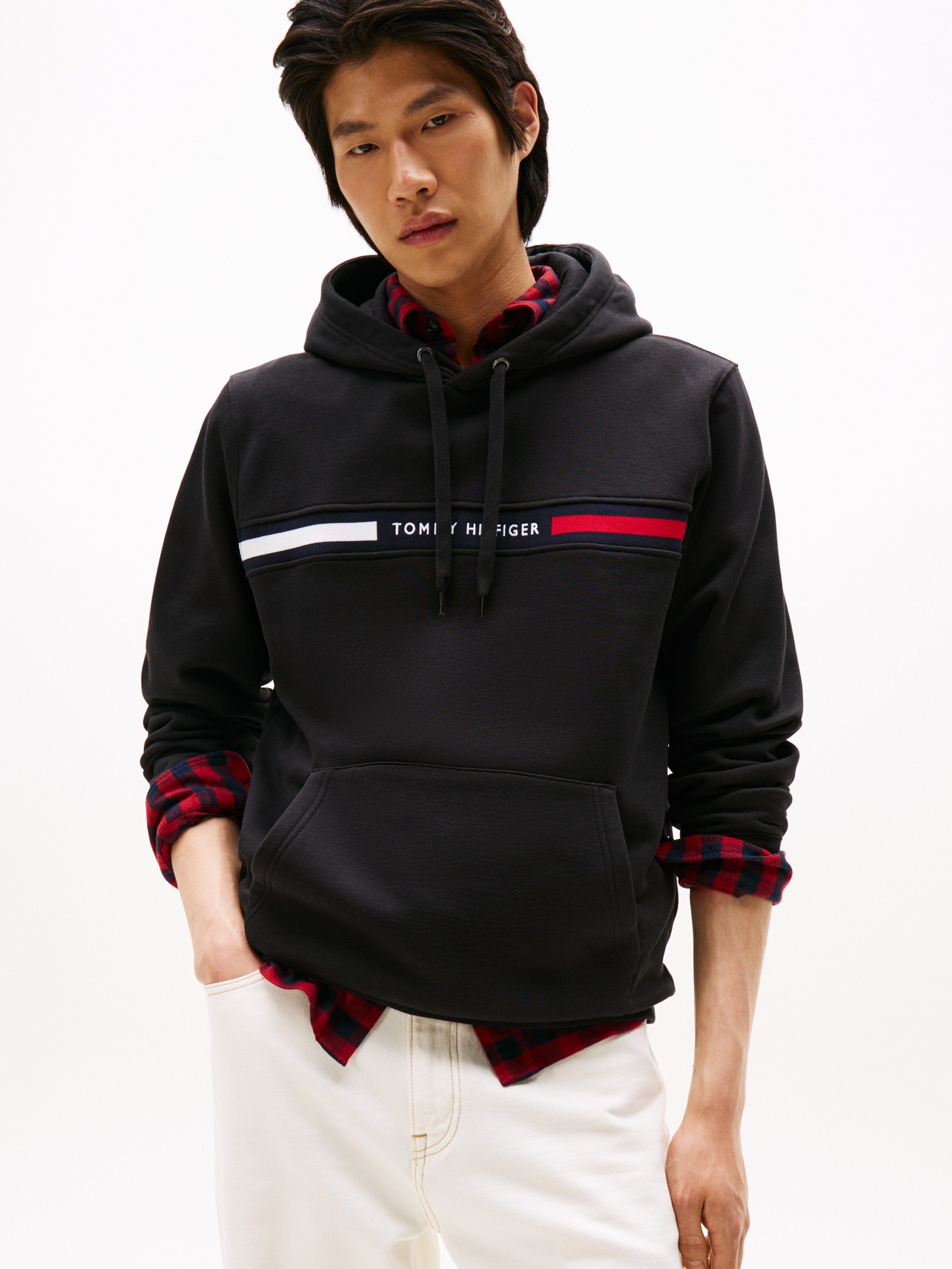Tommy Hilfiger Hoodie HILFIGER CHEST INSERT HOODY met capuchon, kangoeroezak, logo-inscriptie