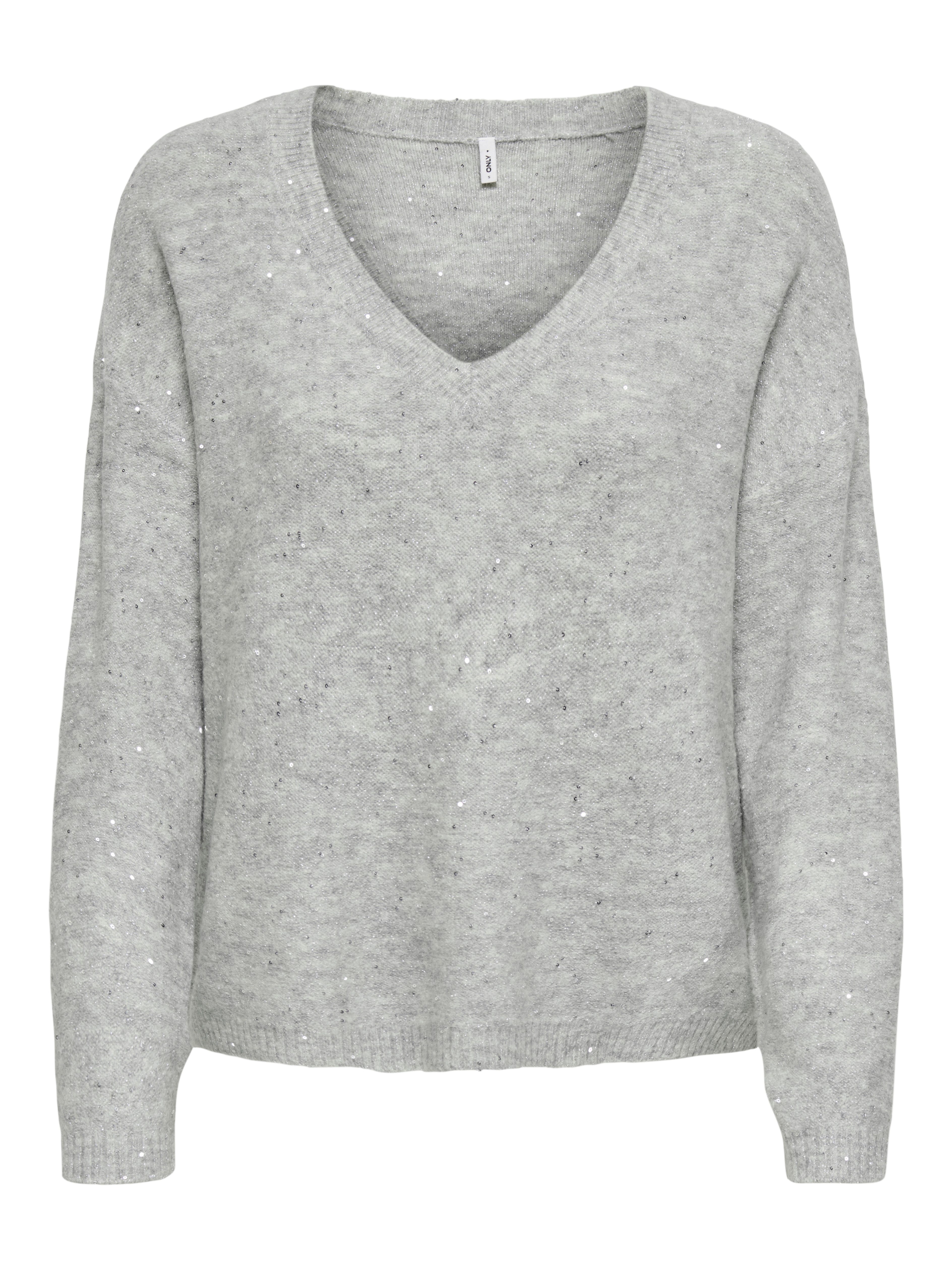 Only Gebreide trui ONLARIZONA LS SEQUINS V-NECK PUL KNT