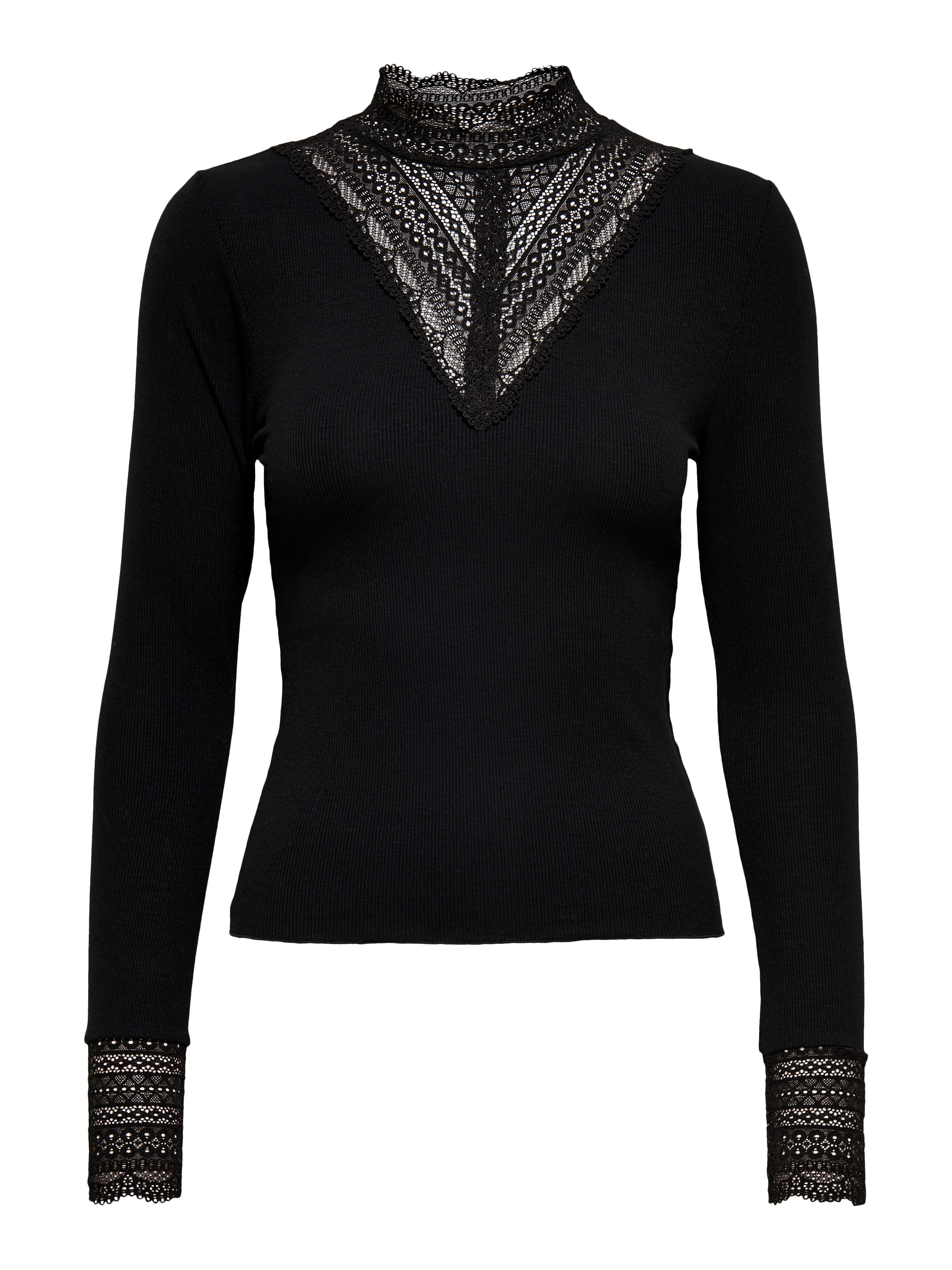 Only Kanten shirt ONLTILDE L/S HIGH NECK LACE TOP JRS