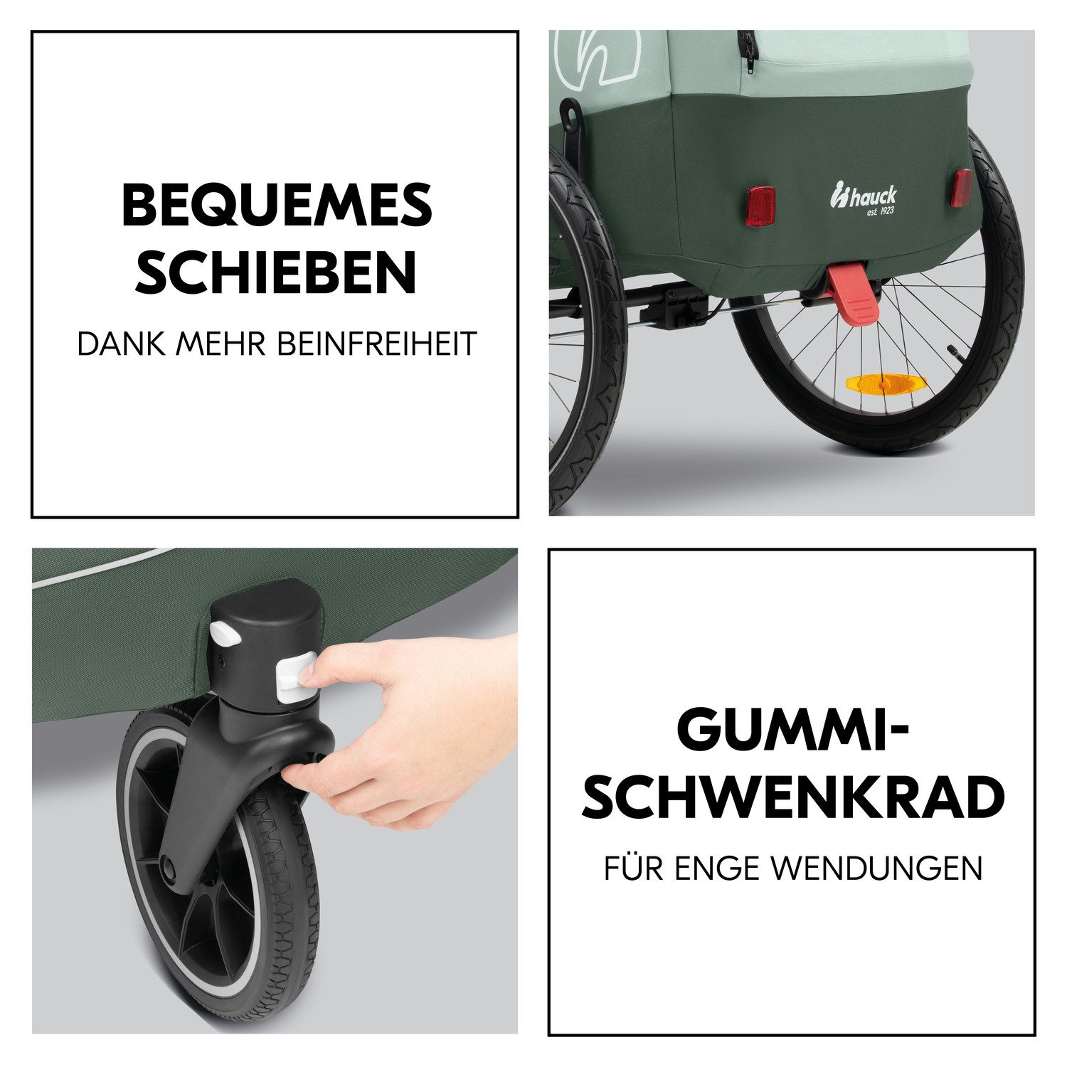 Hauck Kinderen fiets aanhanger 2in1 Bike Trailer und Buggy Dryk Duo Plus, dark green