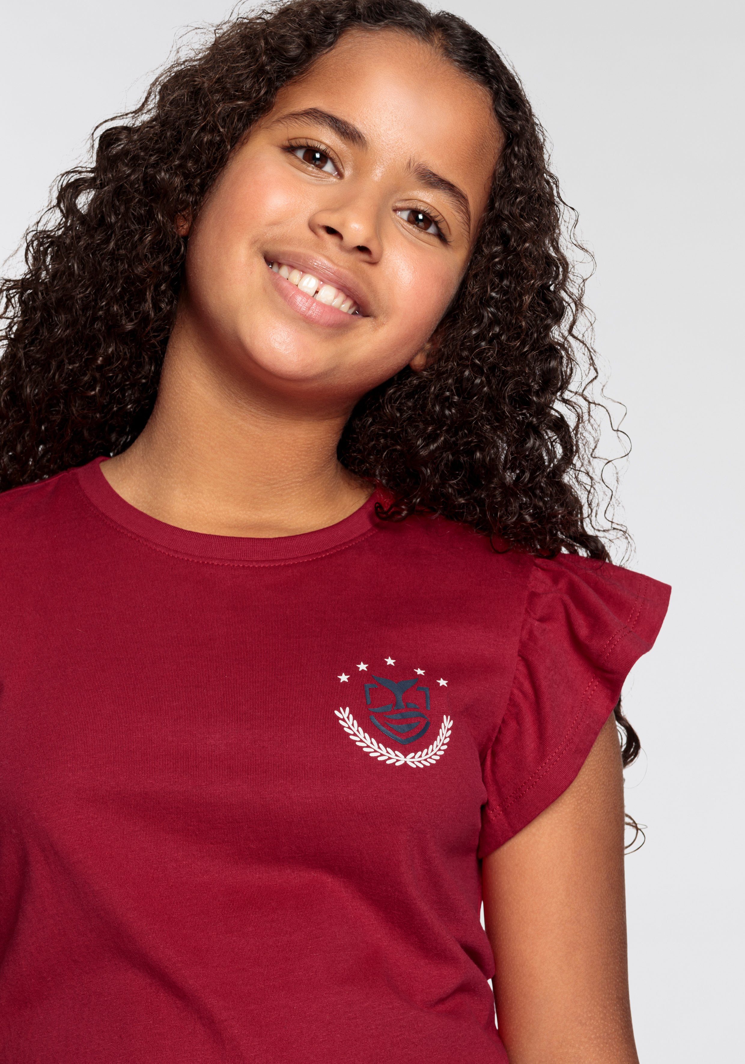 DELMAO T-shirt Voor meisjes Korte mouwen, getailleerde snit, bedrukt, ronde hals