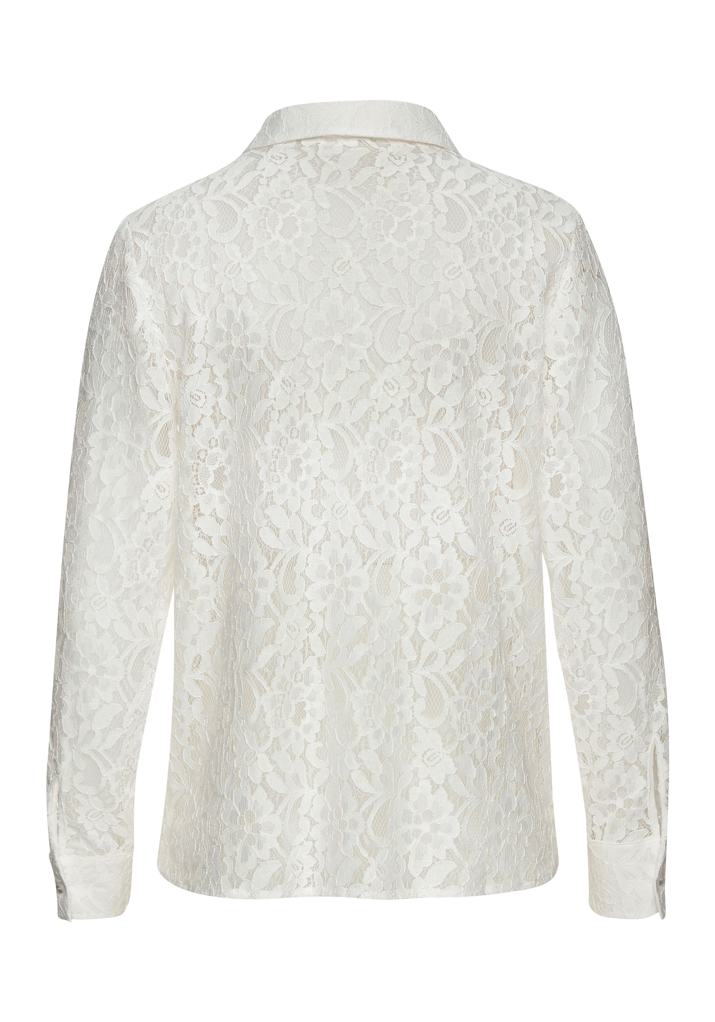 Lascana Kanten blouse met overhemdkraag kanten blouse transparante blouse feestelijk