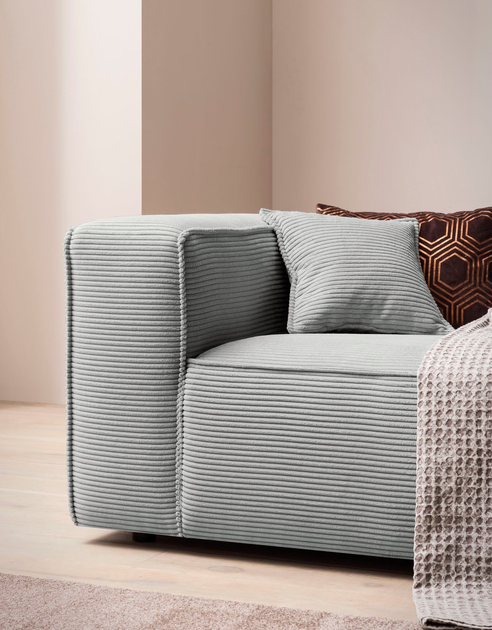 LeGer Home by Lena Gercke 3-zitsbank PIARA, XXL sofa met biesnaad, Big-sofa in cord of linnenlook