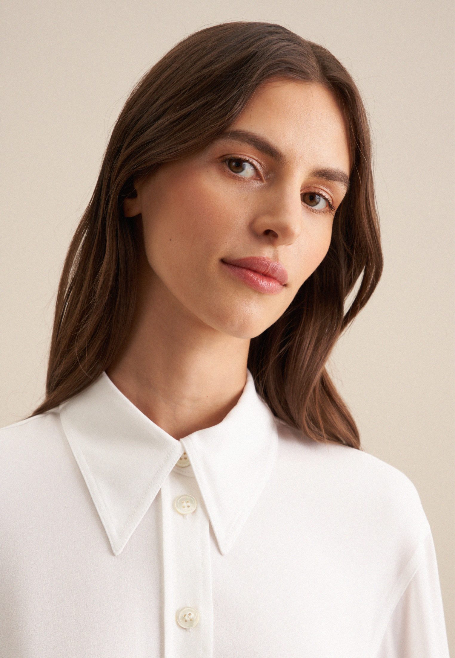 seidensticker Overhemdblouse Zwarte roos Lange mouwen kraag uni