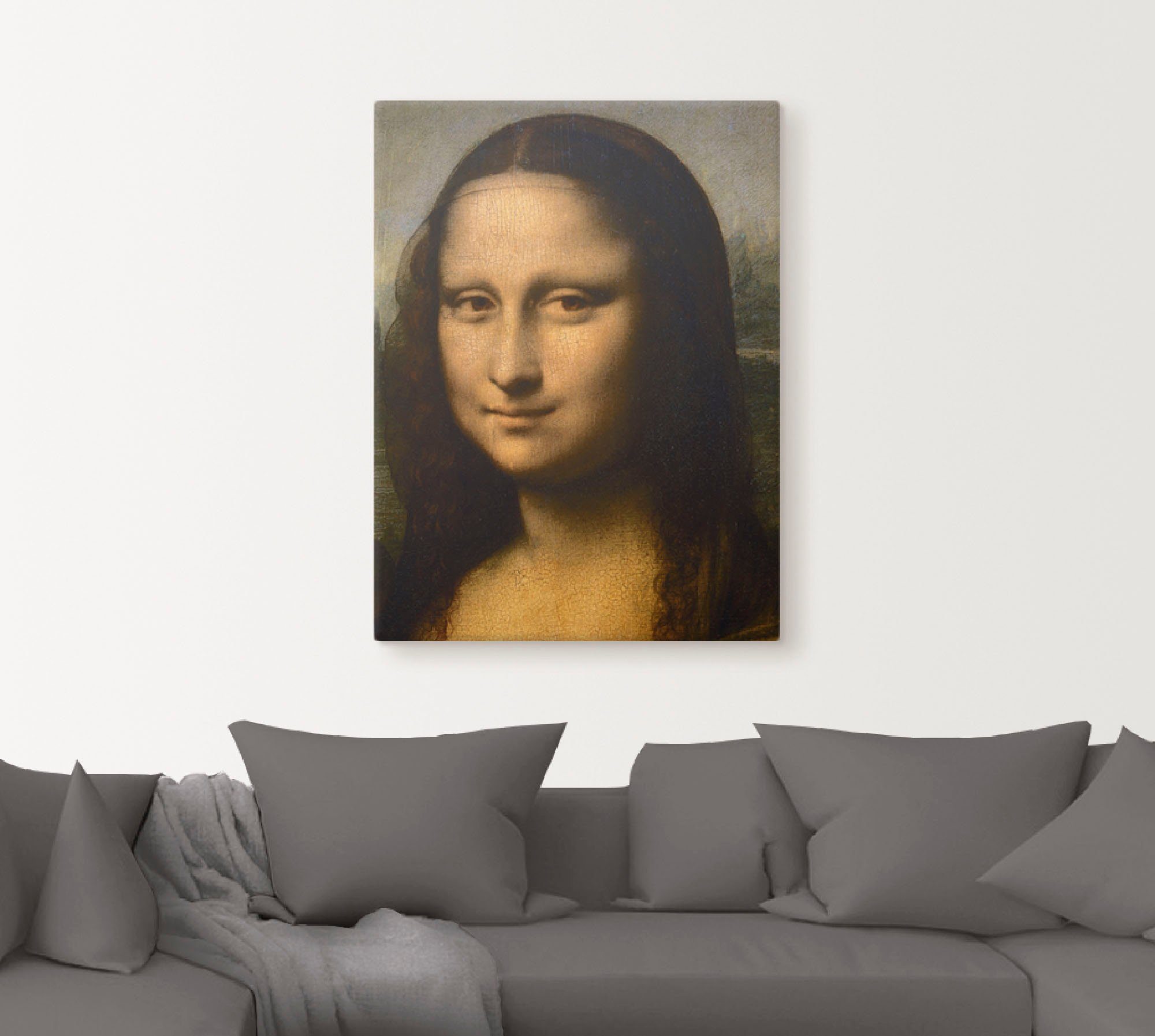 Artland Artprint op linnen Mona Lisa. Detail hoofd. 1503-1506