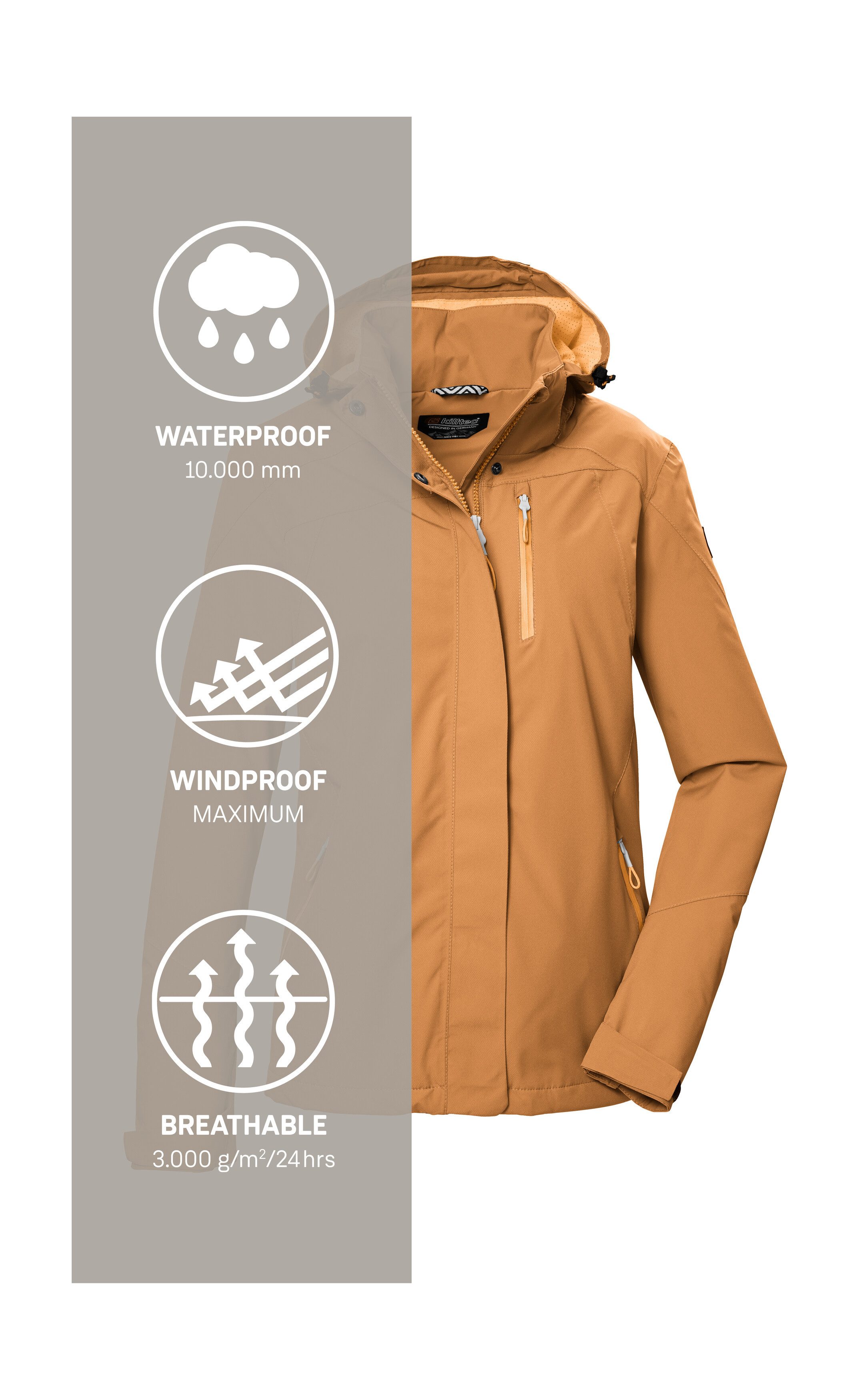 Killtec Outdoorjack KOS 28 WMN JCKT Waterdichte, ademende damesjas, PFAS-vrij, gerecycled materiaal